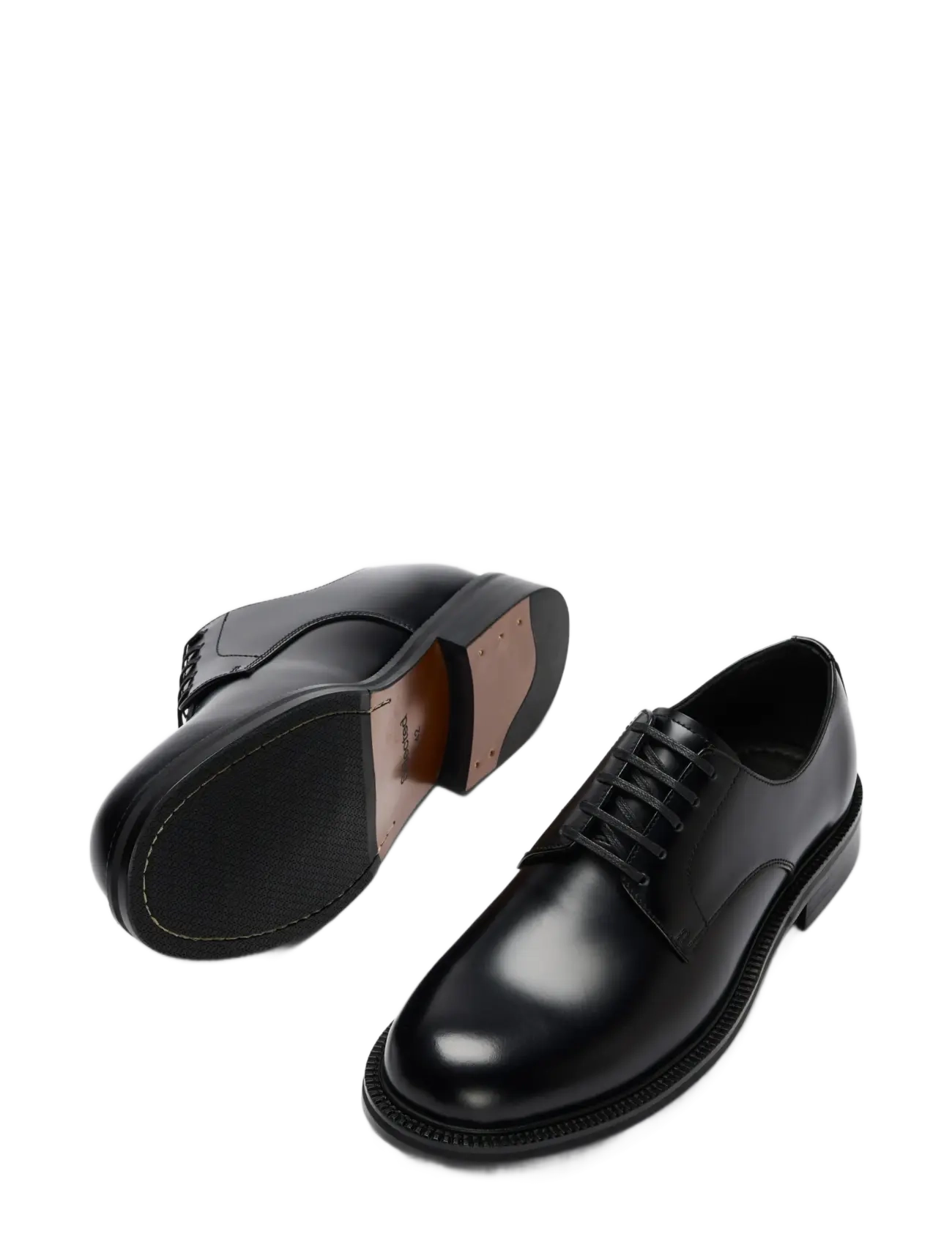 Selected - SLMBOBBY LEATHER DERBY SHOE NOOS - black - 1