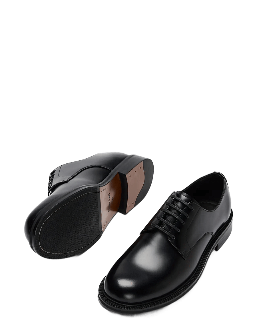 Selected - SLMBOBBY LEATHER DERBY SHOE NOOS - black - 1