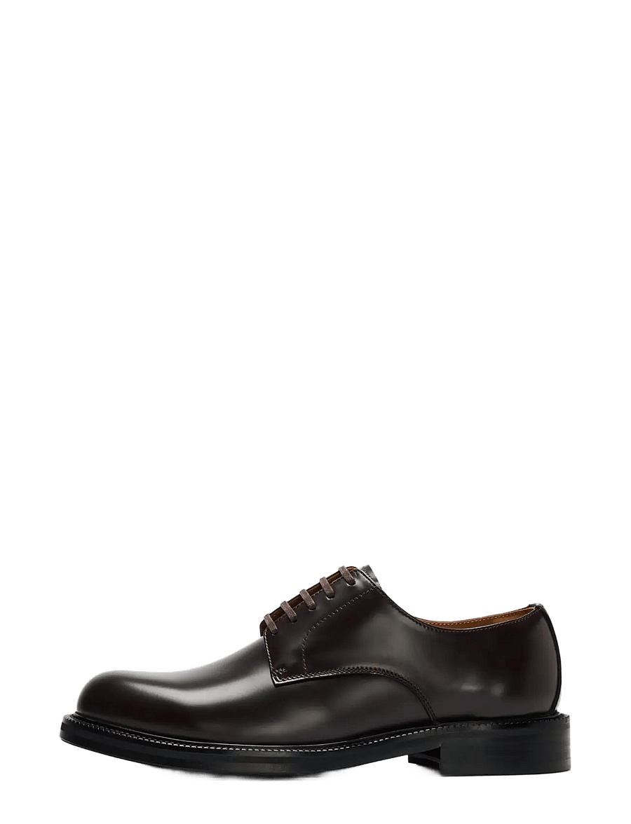 Selected - SLMBOBBY LEATHER DERBY SHOE NOOS - derby-schuhe - demitasse - 0
