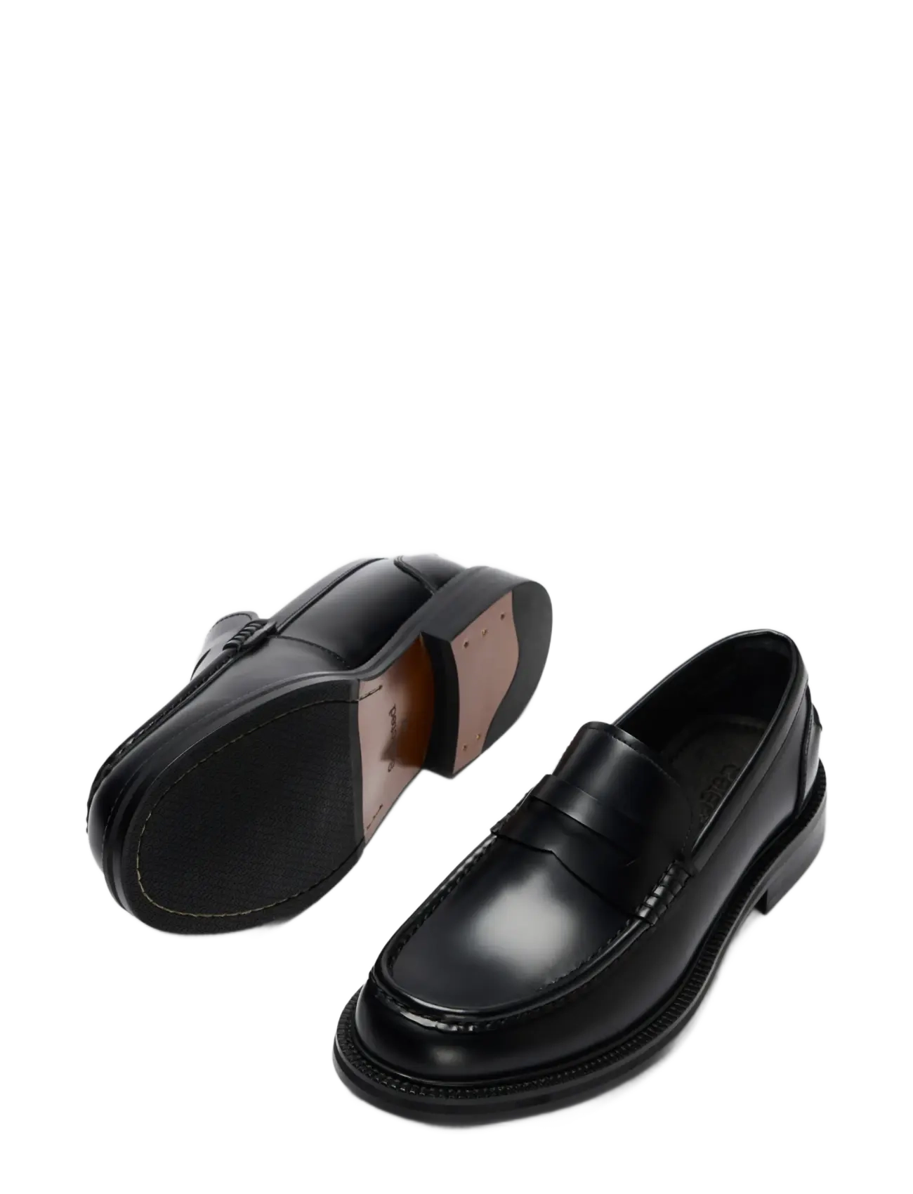 Selected - SLMBOBBY LEATHER PENNY LOAFER NOOS - lackskor - black - 1