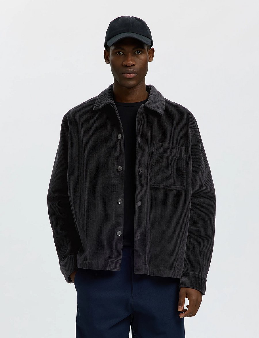 Selected - SLMOTTO-KRIS CORD OVERSHIRT NOOS - black - 0