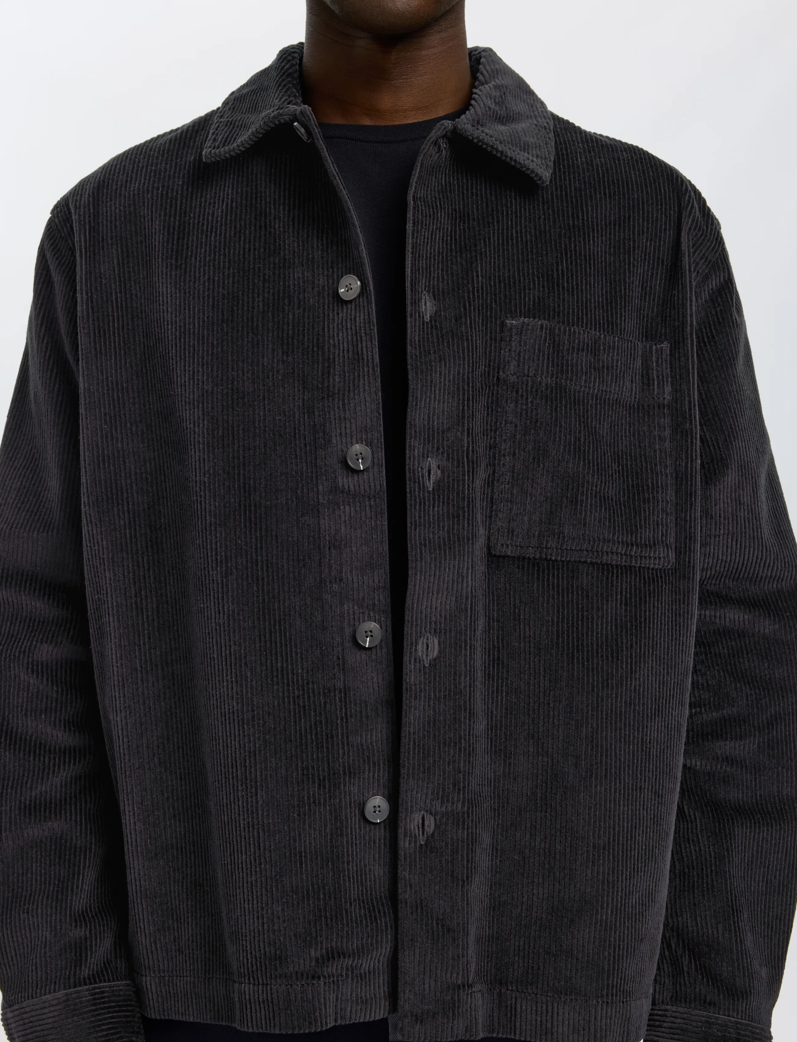Selected - SLMOTTO-KRIS CORD OVERSHIRT NOOS - black - 4