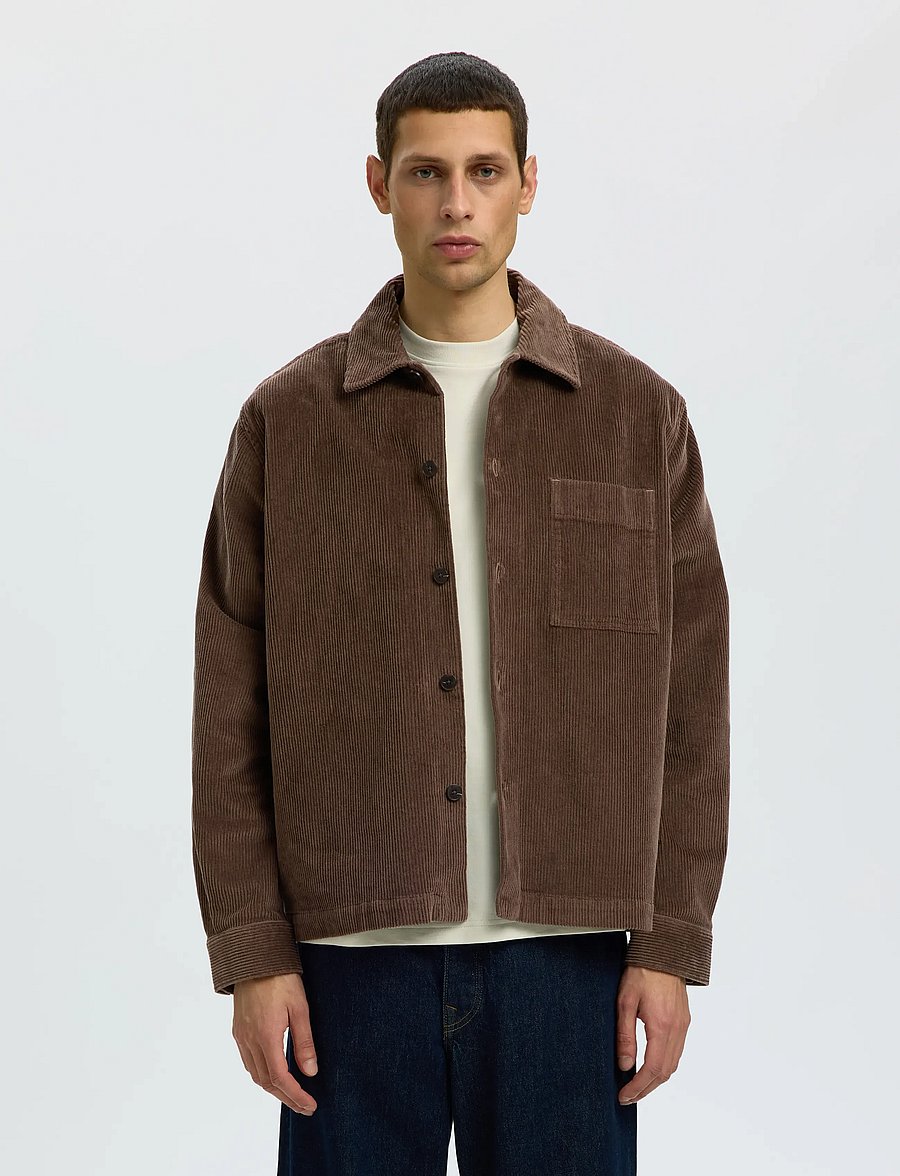 Selected - SLMOTTO KRIS CORD OVERSHIRT NOOS - Überhemden - chocolate chip - 0