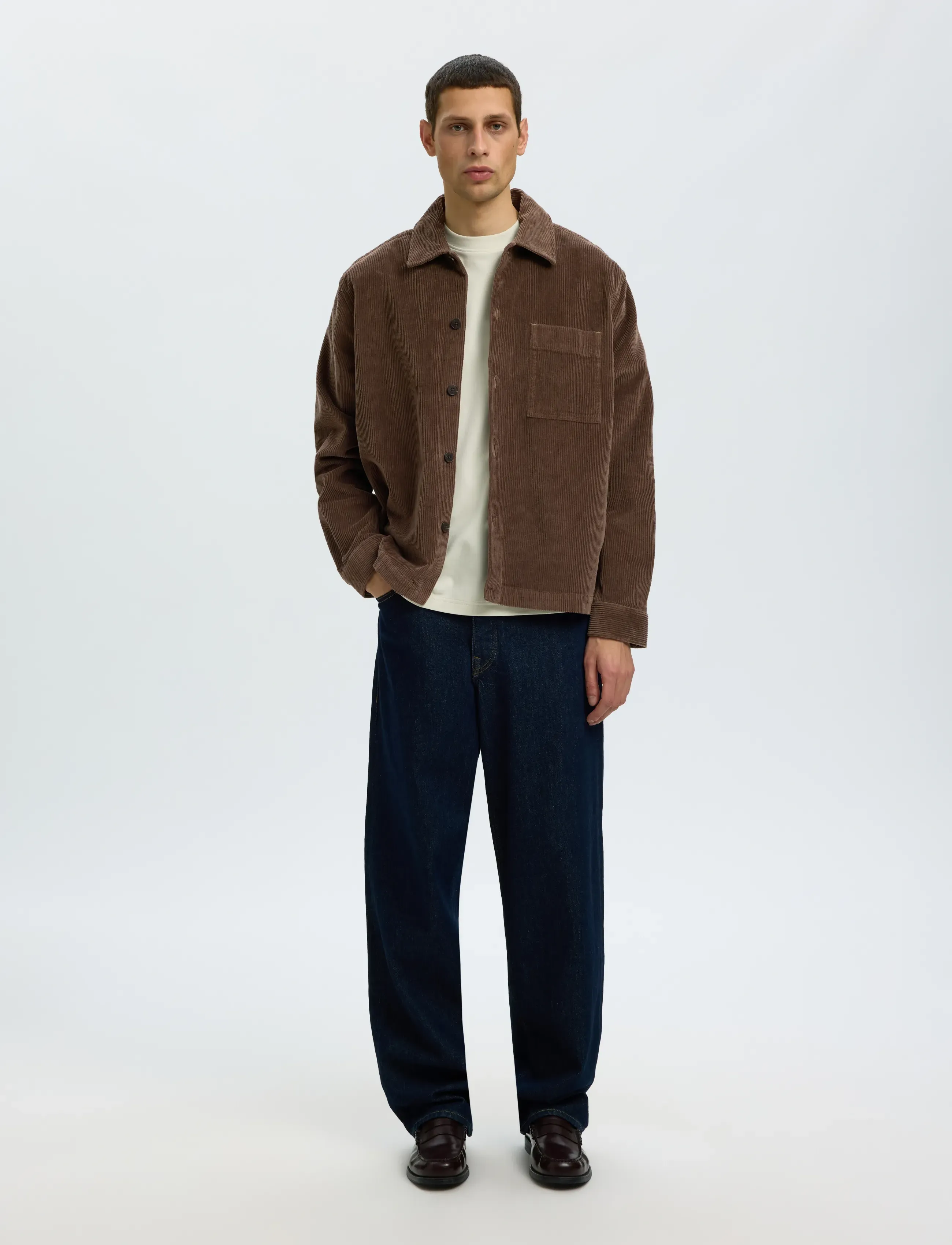 Selected - SLMOTTO KRIS CORD OVERSHIRT NOOS - Überhemden - chocolate chip - 3
