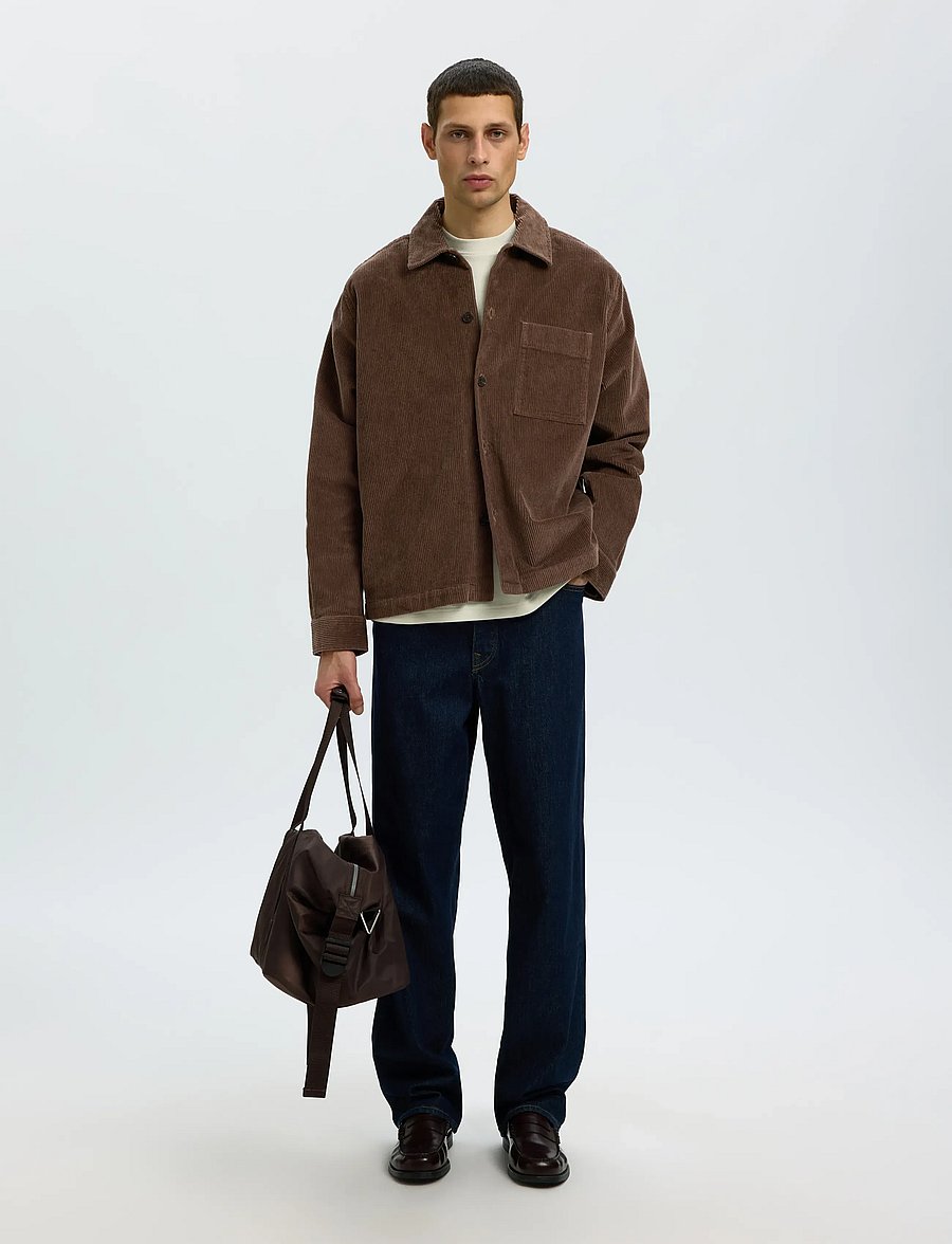 Selected - SLMOTTO KRIS CORD OVERSHIRT NOOS - Überhemden - chocolate chip - 5