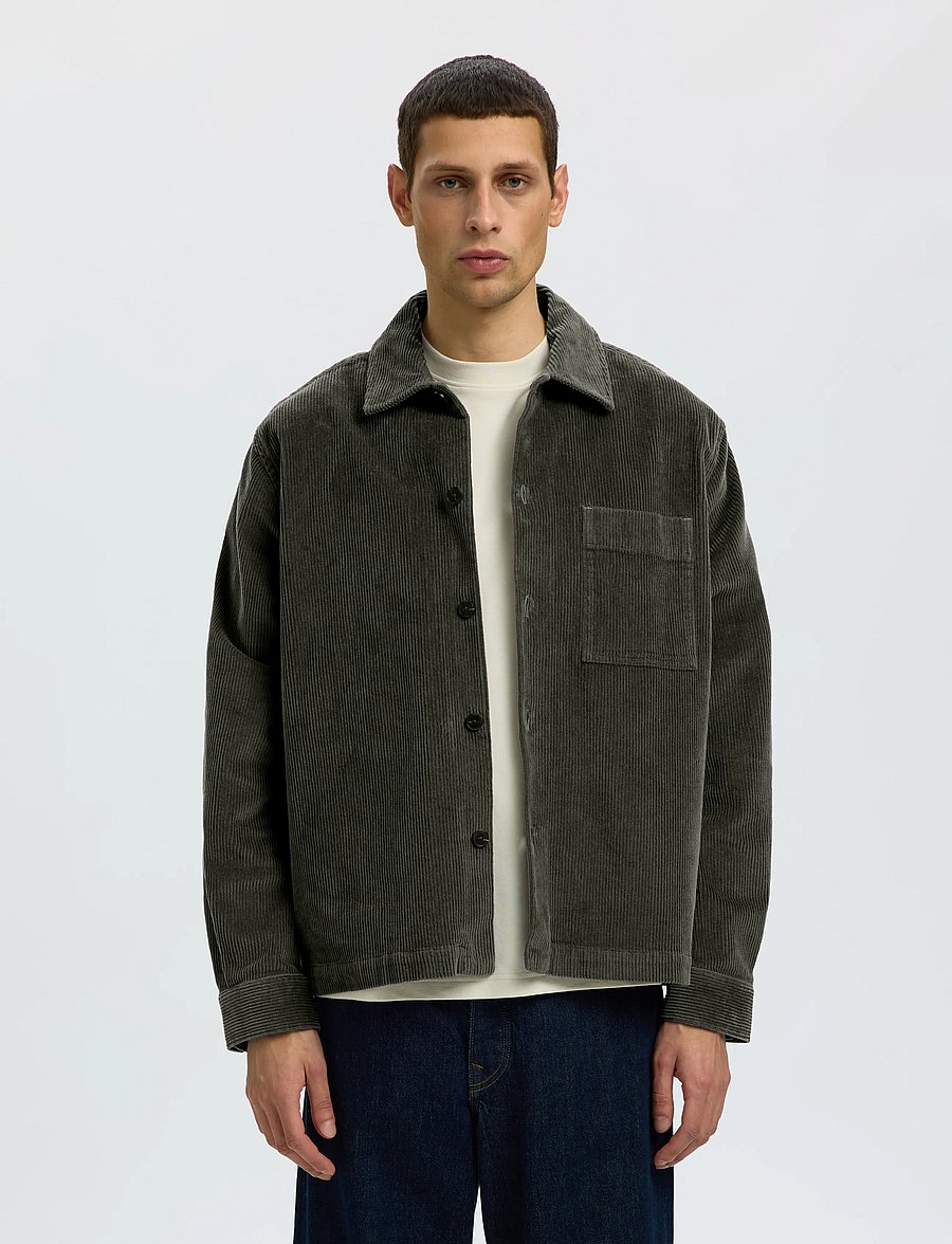 Selected - SLMOTTO KRIS CORD OVERSHIRT NOOS - Überhemden - forest night - 0