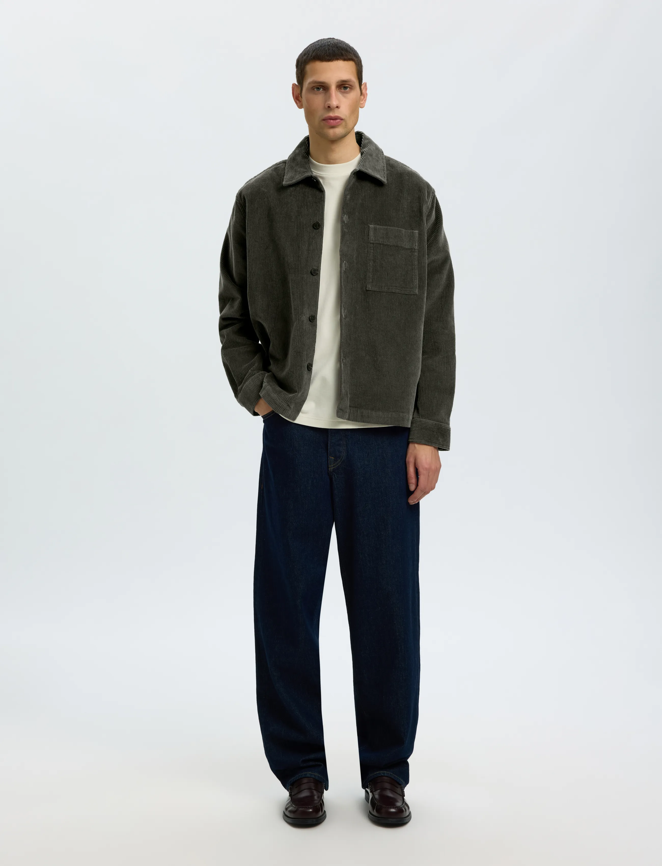 Selected - SLMOTTO KRIS CORD OVERSHIRT NOOS - Überhemden - forest night - 3
