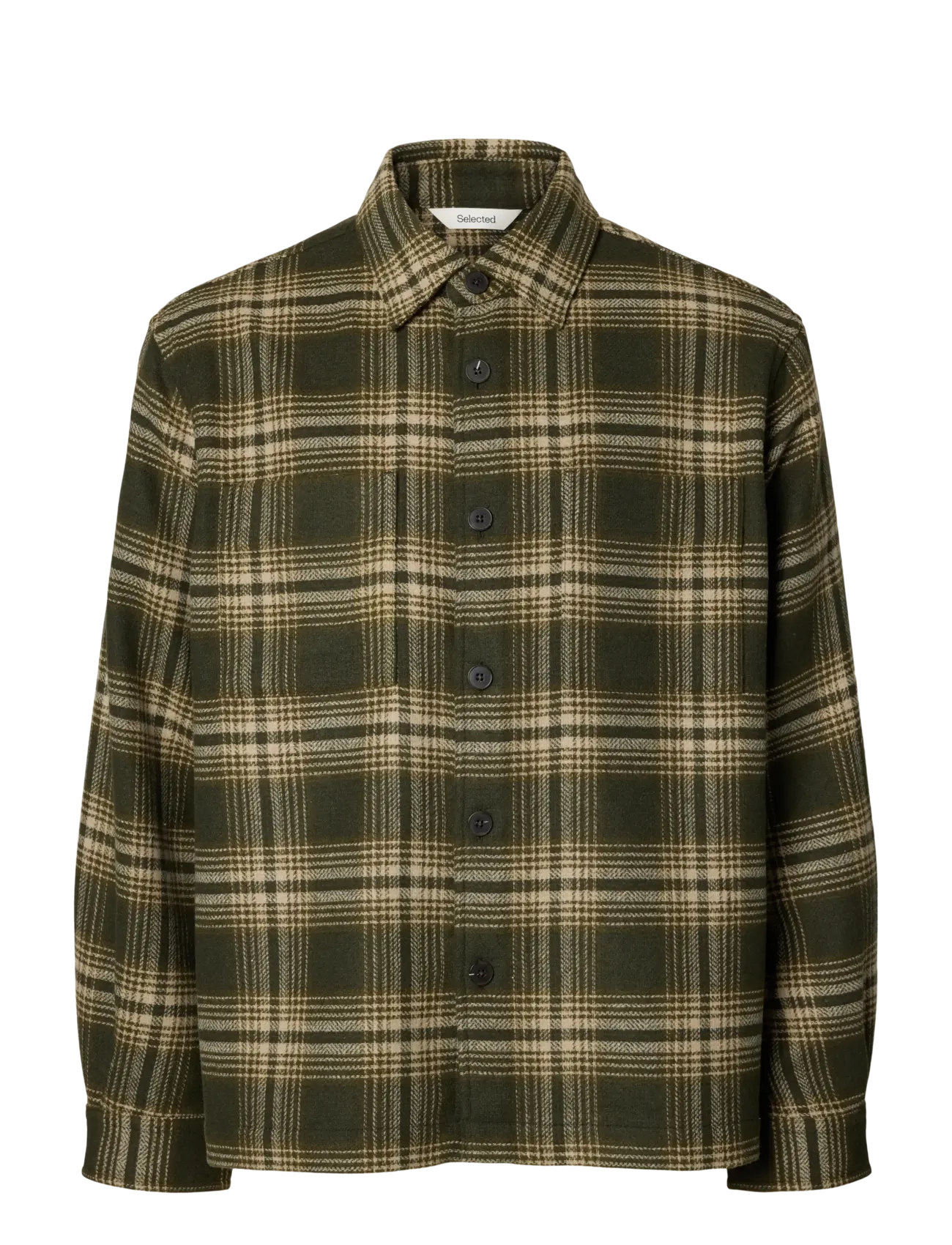 SELECTED Slmole Pablo Wolle Blend Overshirt Noos Khaki - S - Herren