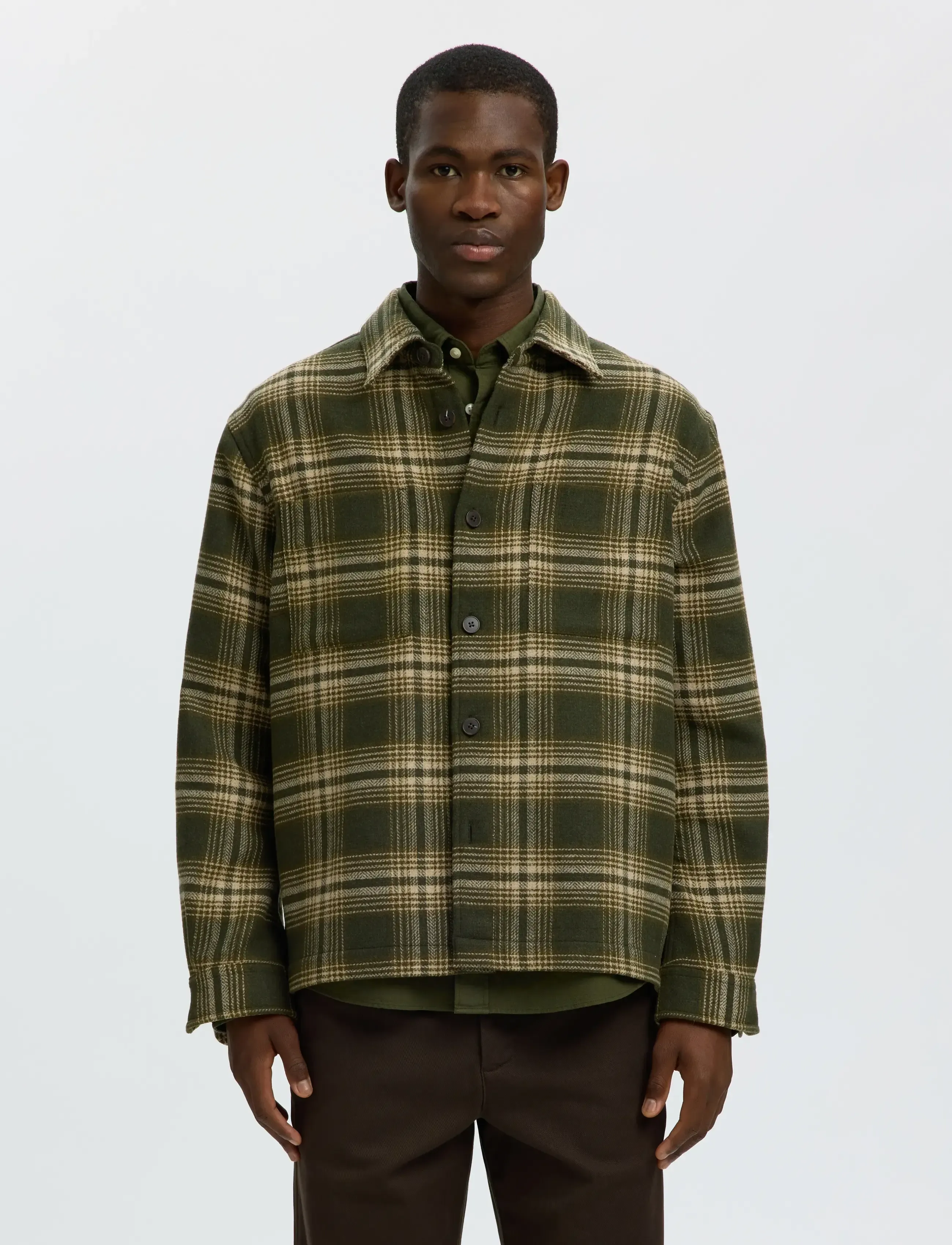 Selected Slmole Pablo Wool Blend Overshirt Noos, XL, Khaki green, Jakker > Uldjakker, Herre