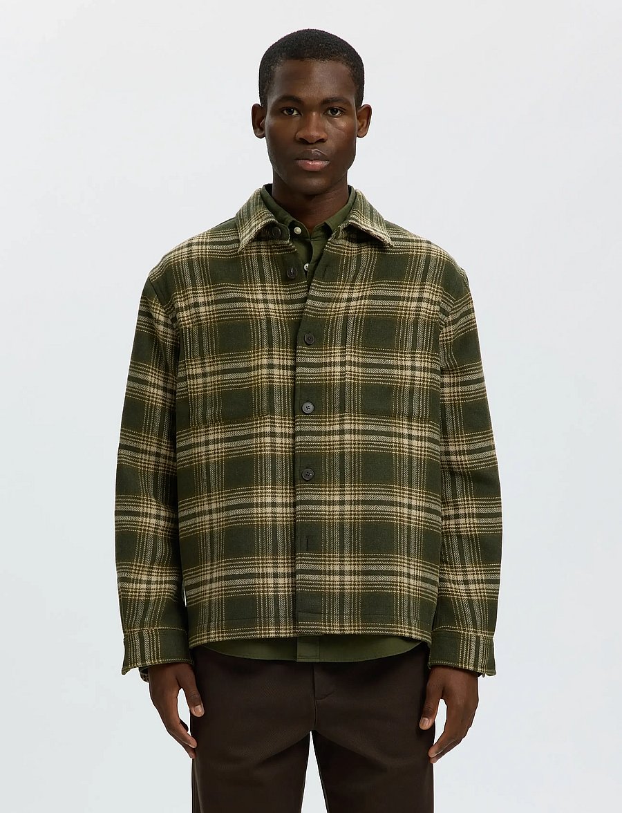 Selected - SLMOLE PABLO WOOL BLEND OVERSHIRT NOOS - jacken - forest night - 0