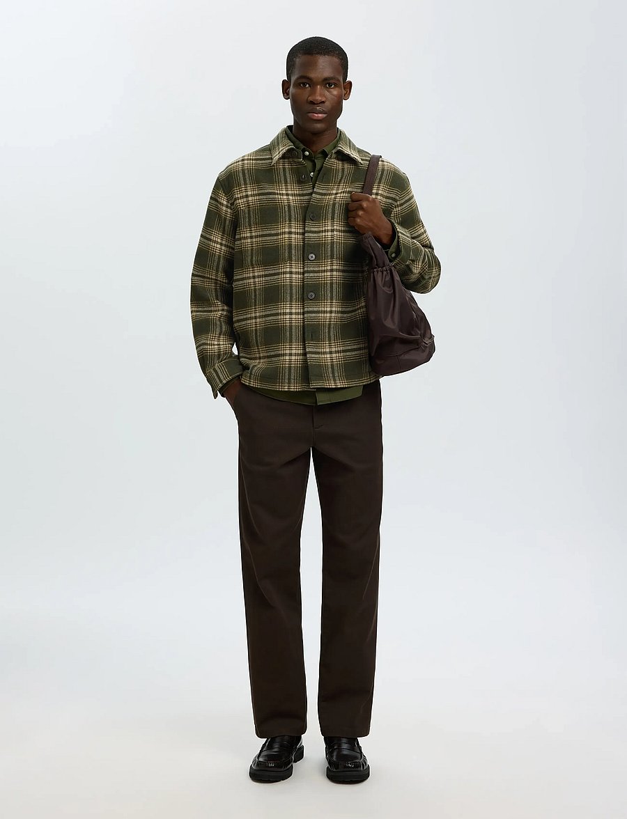 Selected - SLMOLE PABLO WOOL BLEND OVERSHIRT NOOS - jacken - forest night - 5