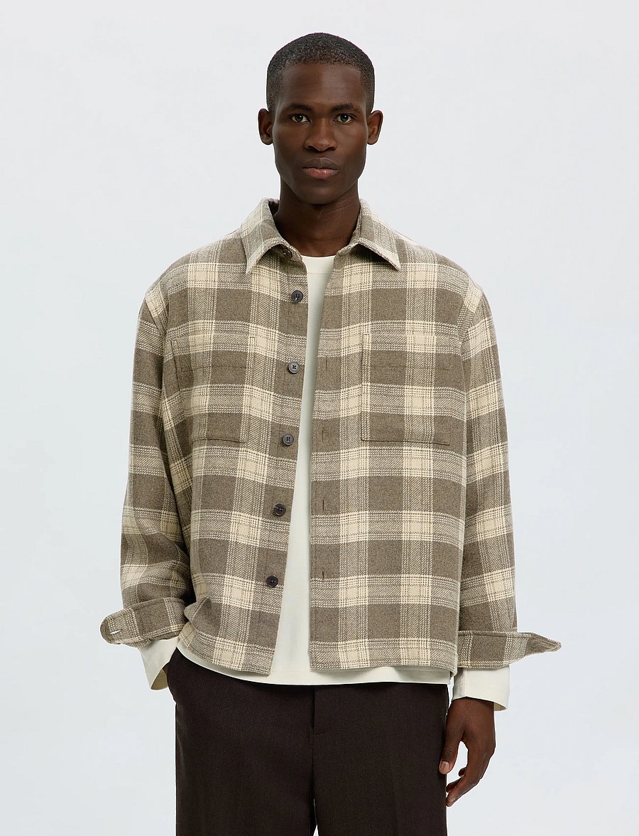 Selected - SLMOLE-PABLO WOOL BLEND OVERSHIRT NOOS - jacken - oatmeal - 0