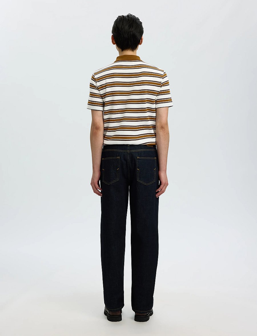 Selected - SLMJASPER STRIPE SS POLO - langärmlige strick-polohemden - egret - 2