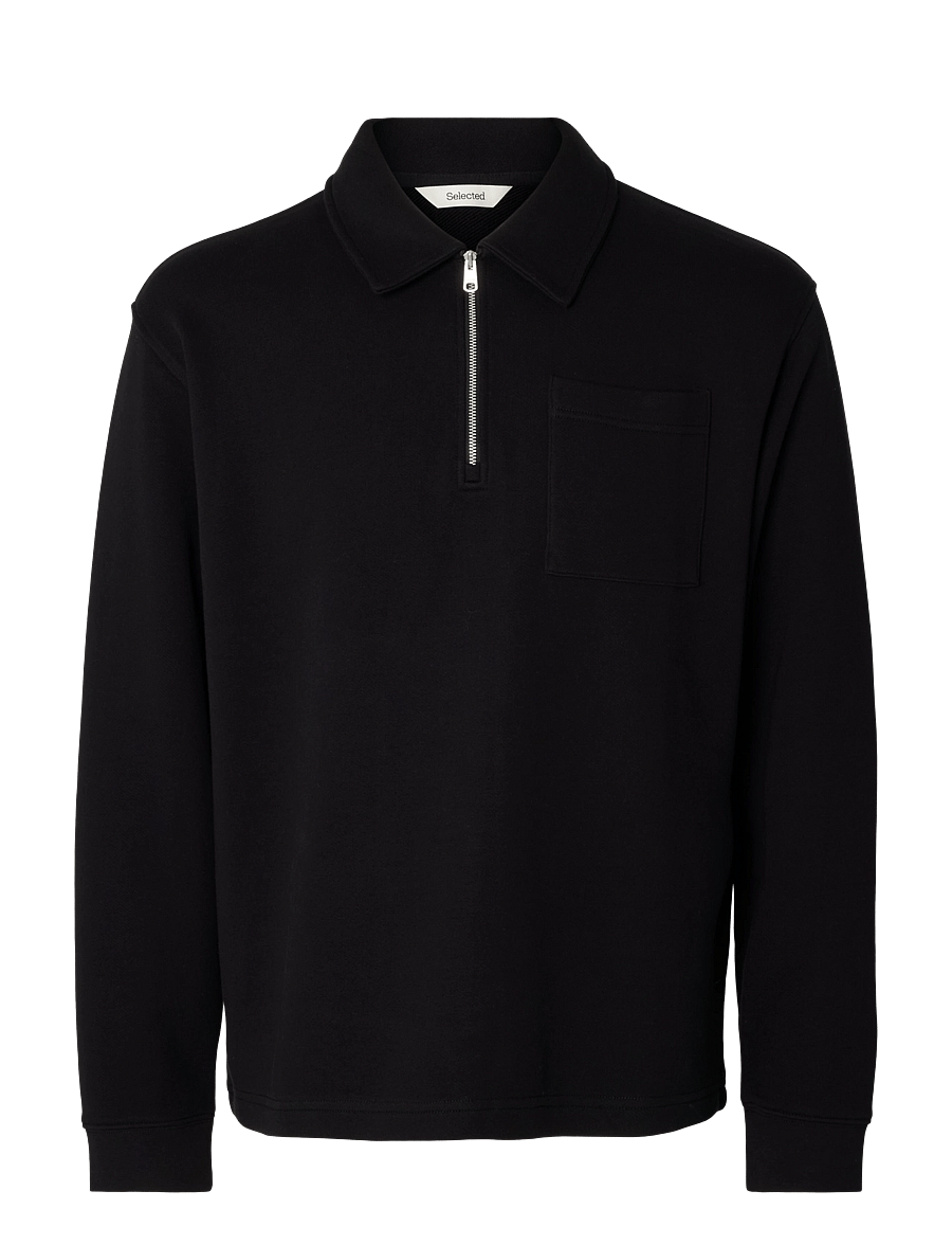 Selected - SLMSCOTT LS HALF ZIP SWEAT - poolpika lukuga džemprid - black - 1