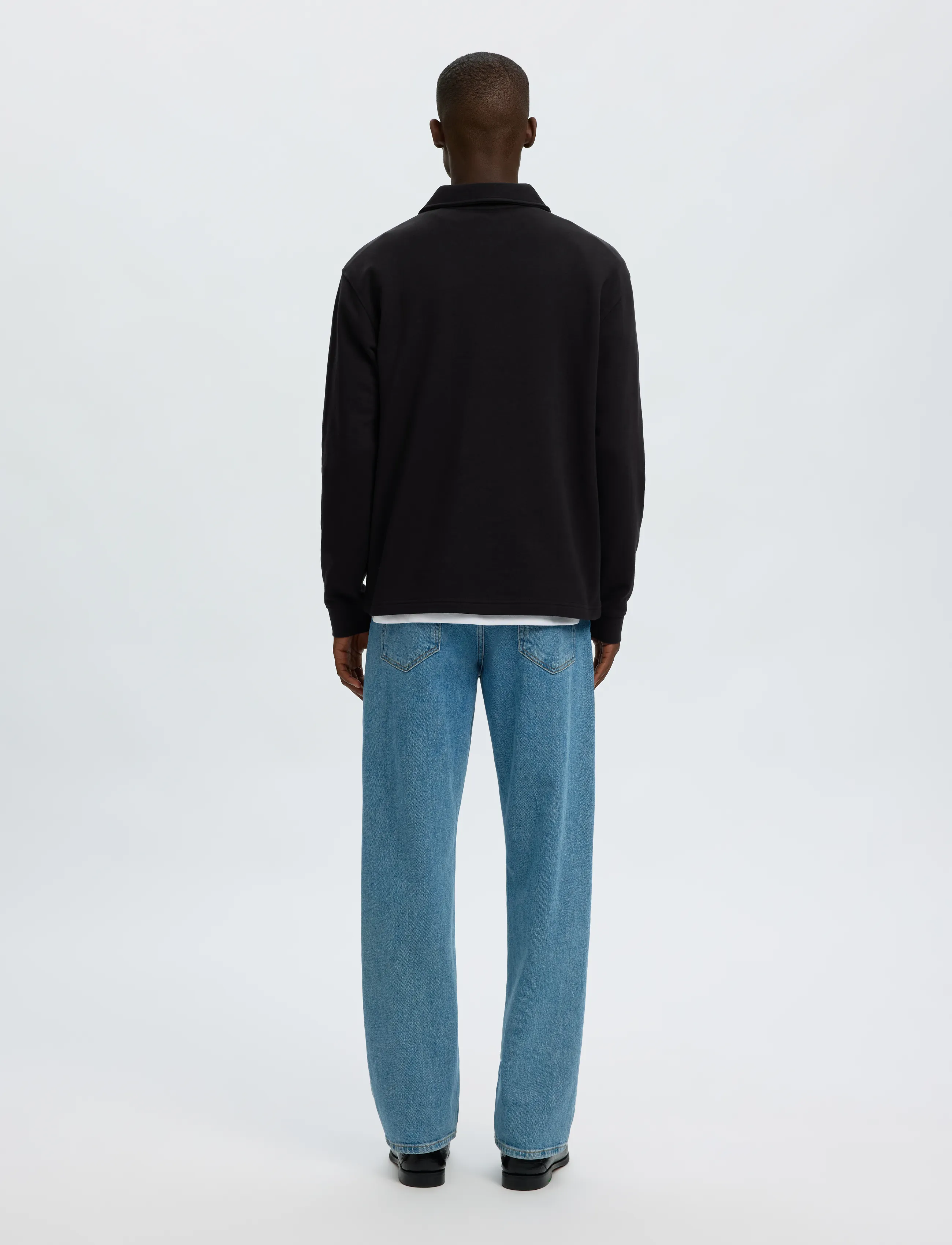 Selected - SLMSCOTT LS HALF ZIP SWEAT - langärmelige strick-polohemden - black - 2
