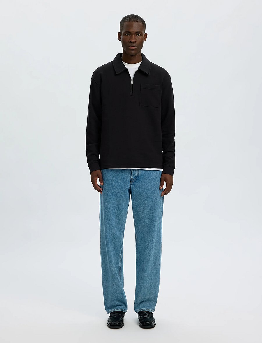 Selected - SLMSCOTT LS HALF ZIP SWEAT - poolpika lukuga džemprid - black - 3