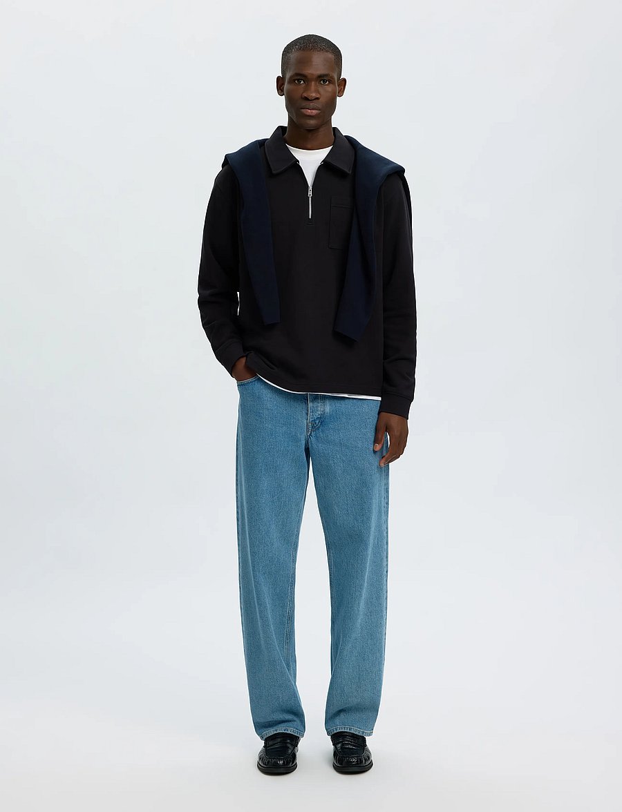 Selected - SLMSCOTT LS HALF ZIP SWEAT - poolpika lukuga džemprid - black - 5