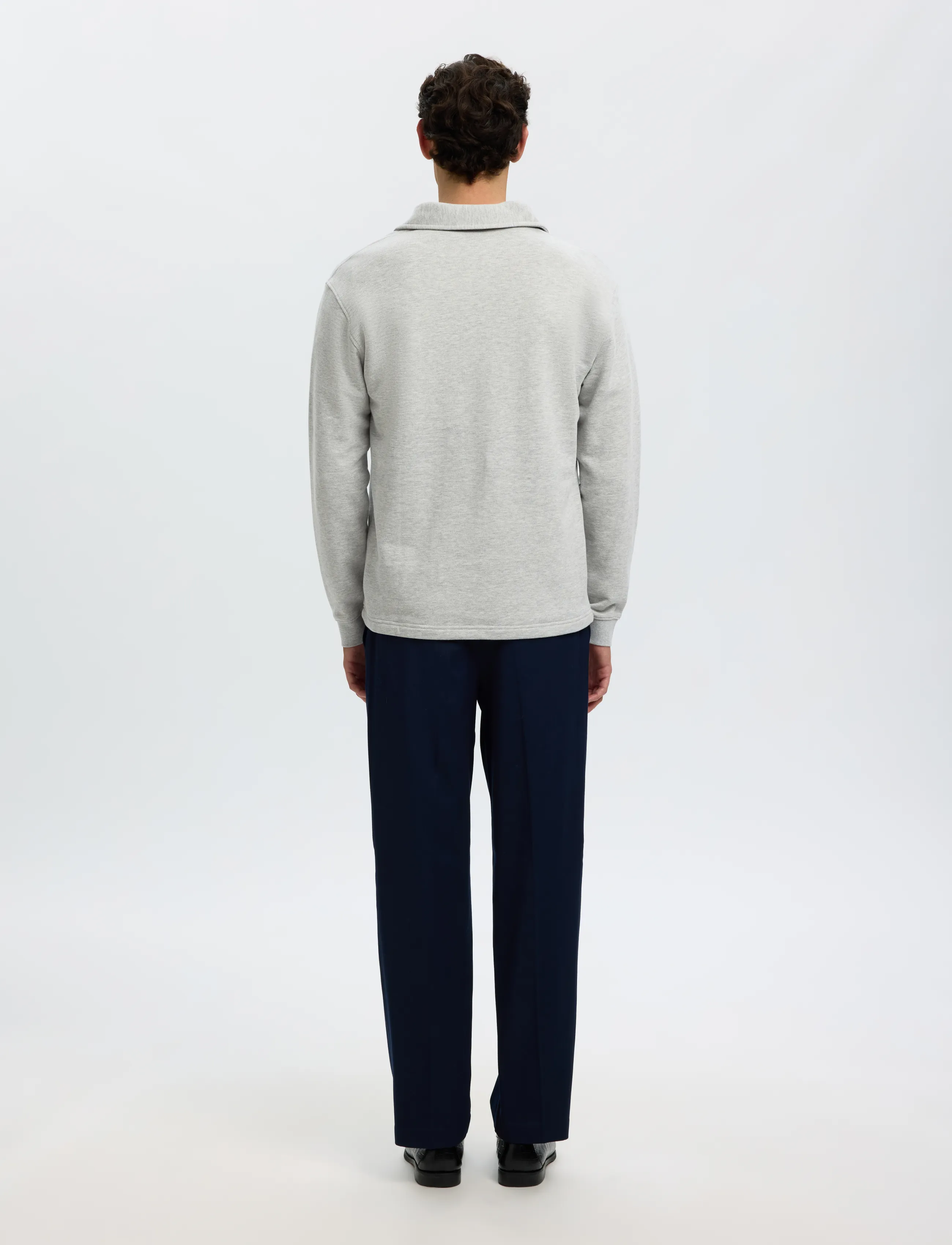 Selected - SLMSCOTT LS HALF ZIP SWEAT - langärmelige strick-polohemden - light grey melange - 2