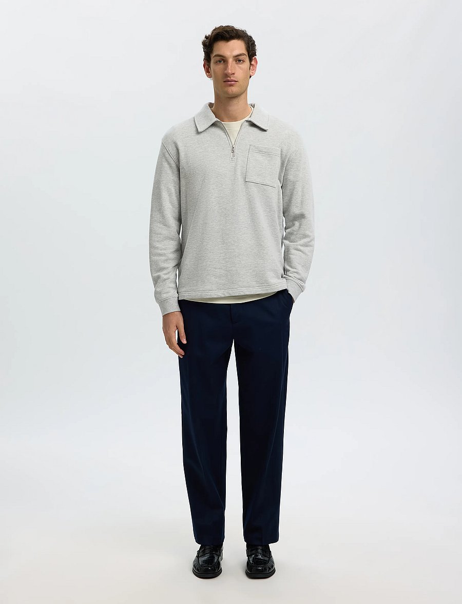 Selected - SLMSCOTT LS HALF ZIP SWEAT - pullover mit halbem reißverschluss - light grey melange - 3