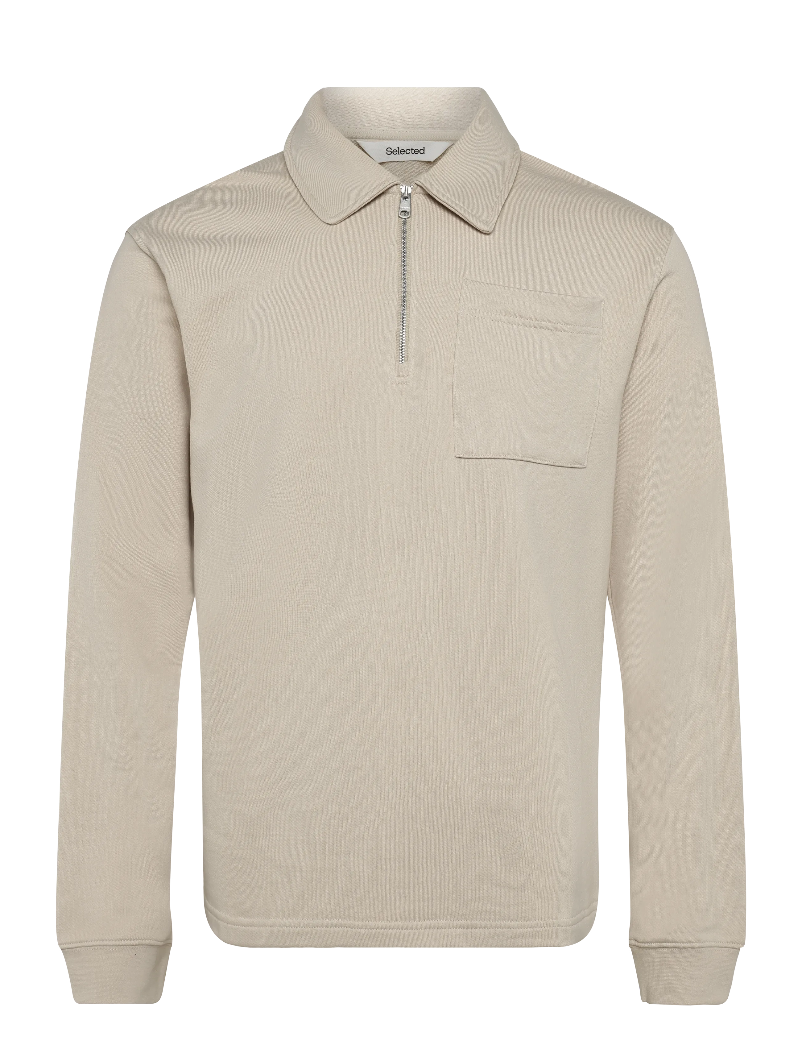 Selected SLMSCOTT LS HALF ZIP SWEAT - Poolpika lukuga džemprid - OATMEAL / beige
