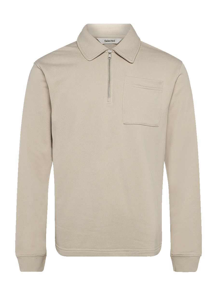 Selected - SLMSCOTT LS HALF ZIP SWEAT - poolpika lukuga džemprid - oatmeal - 0
