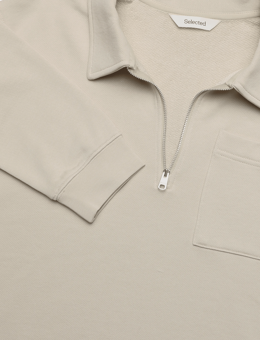 Selected - SLMSCOTT LS HALF ZIP SWEAT - poolpika lukuga džemprid - oatmeal - 2