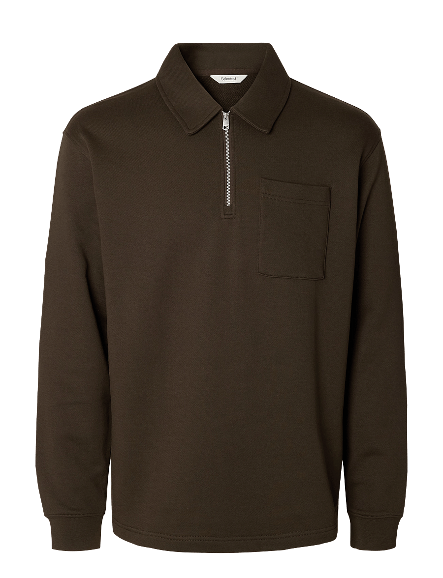 Selected - SLMSCOTT LS HALF ZIP SWEAT - pullover mit halbem reißverschluss - turkish coffee - 1