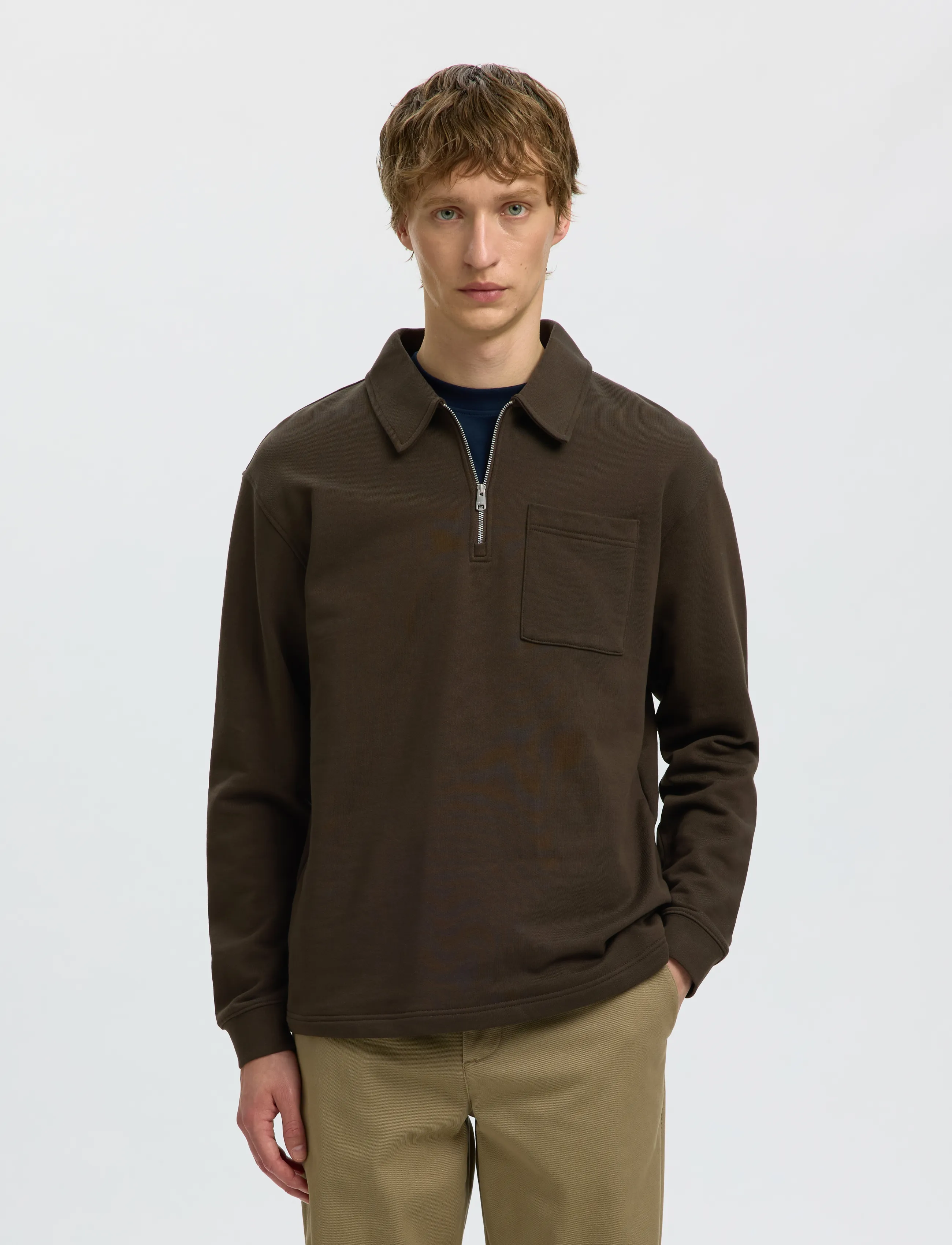 Selected SLMSCOTT LS HALF ZIP SWEAT - Selected - TURKISH COFFEE / brown