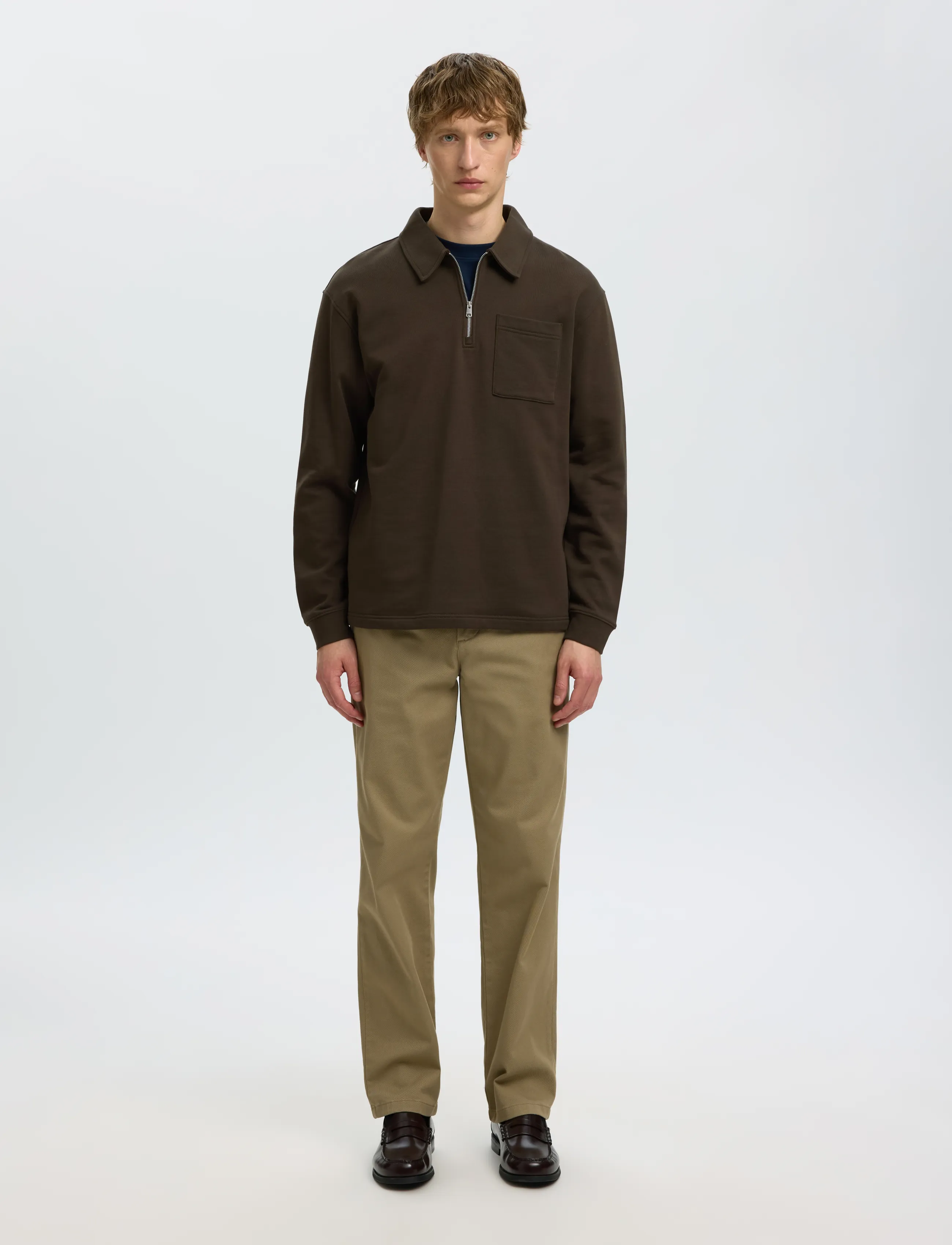 Selected - SLMSCOTT LS HALF ZIP SWEAT - langärmelige strick-polohemden - turkish coffee - 3