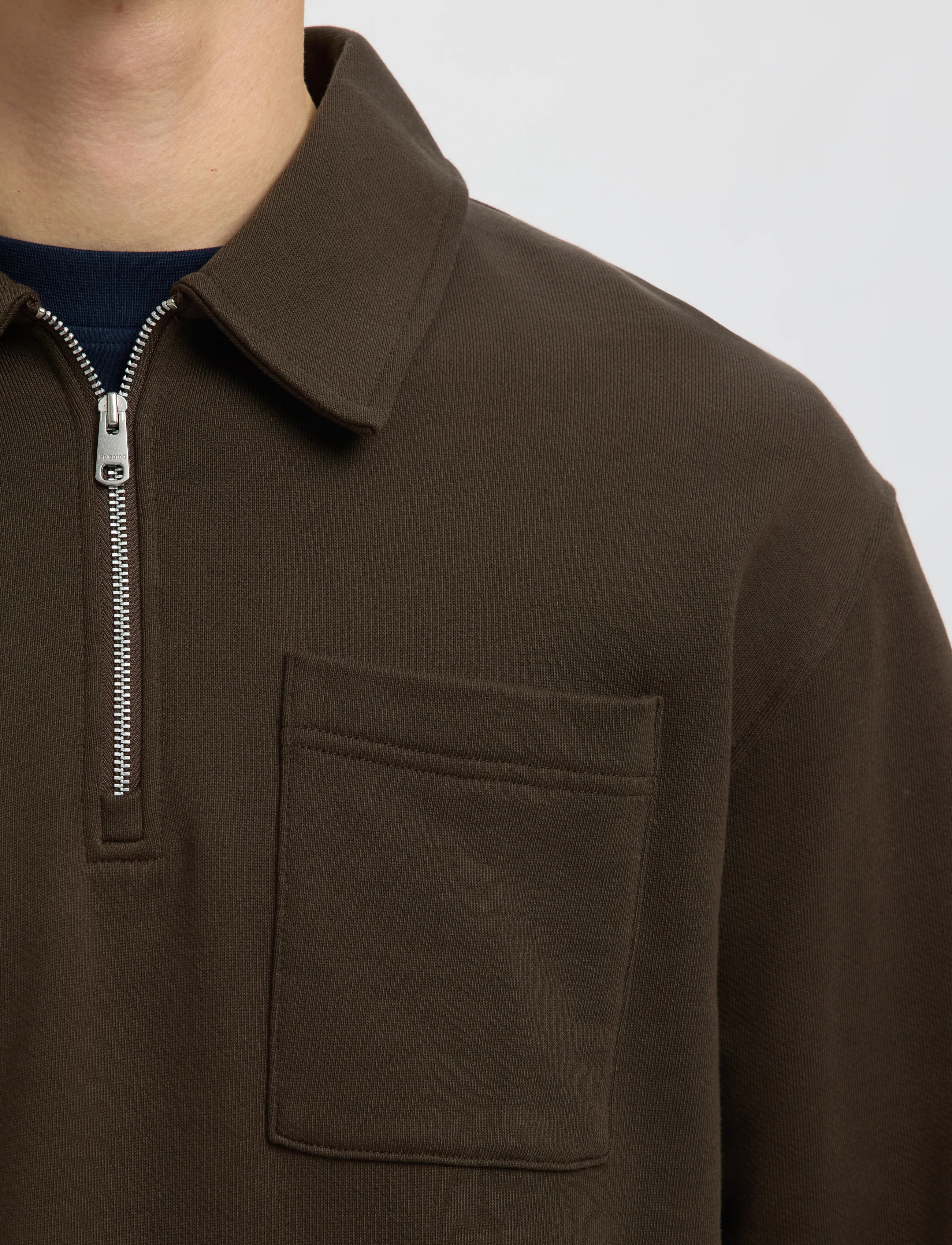 Selected - SLMSCOTT LS HALF ZIP SWEAT - langärmelige strick-polohemden - turkish coffee - 4