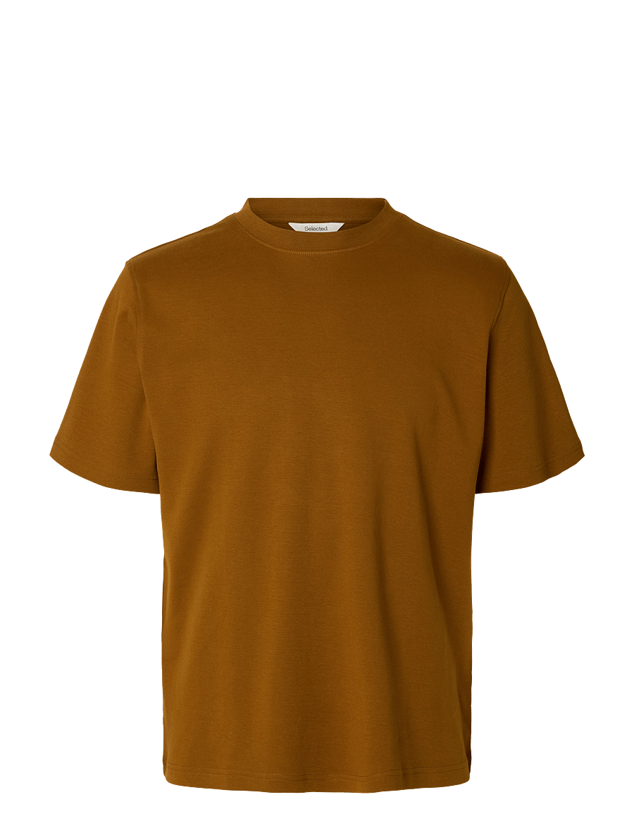 Selected - SLMTAJ MID WGT PEACH SS O-NECK TEE NOOS - kurzärmelige t-shirts - monks robe - 0
