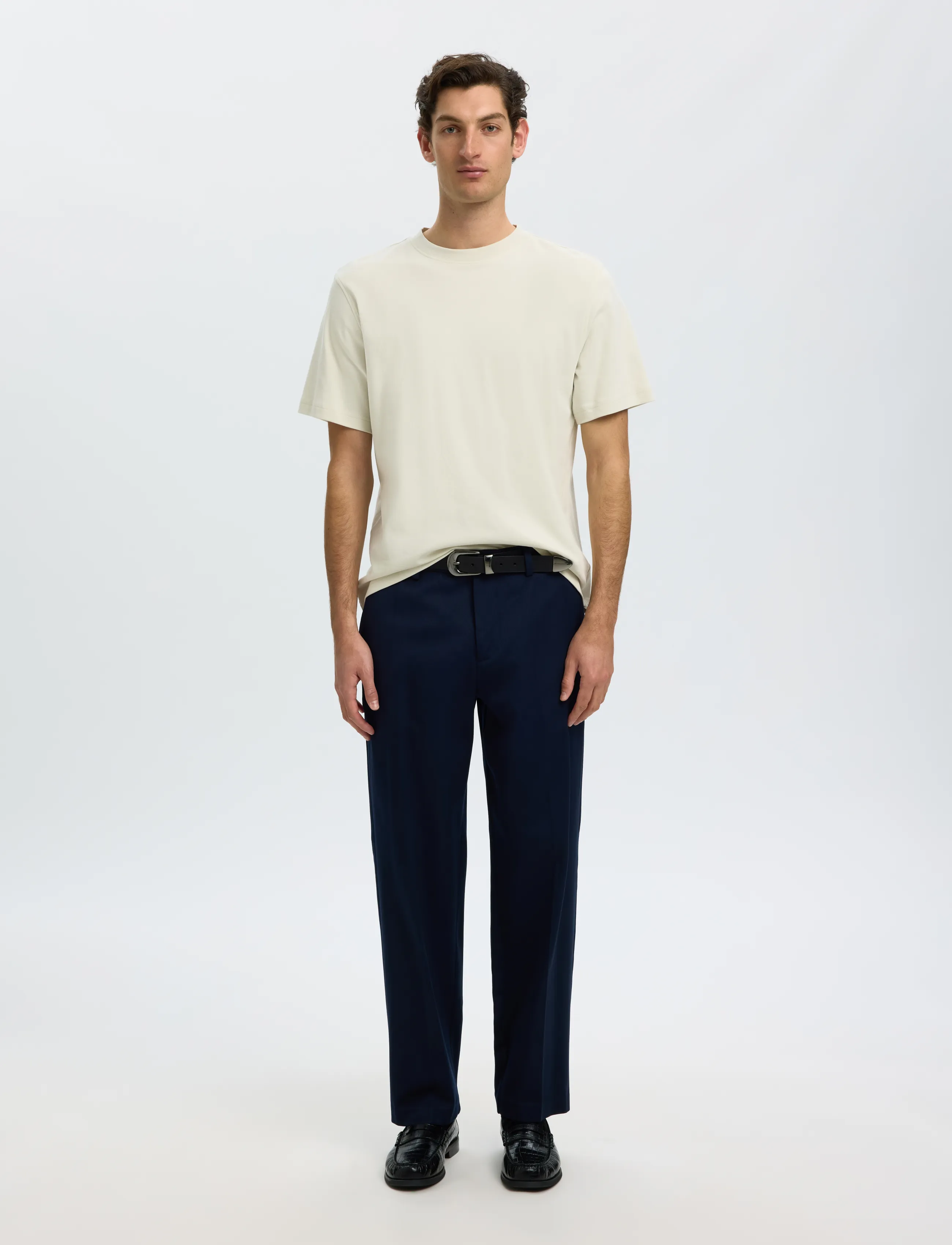 Selected - SLMTAJ MID WGT PEACH SS O-NECK TEE NOOS - silver birch - 3