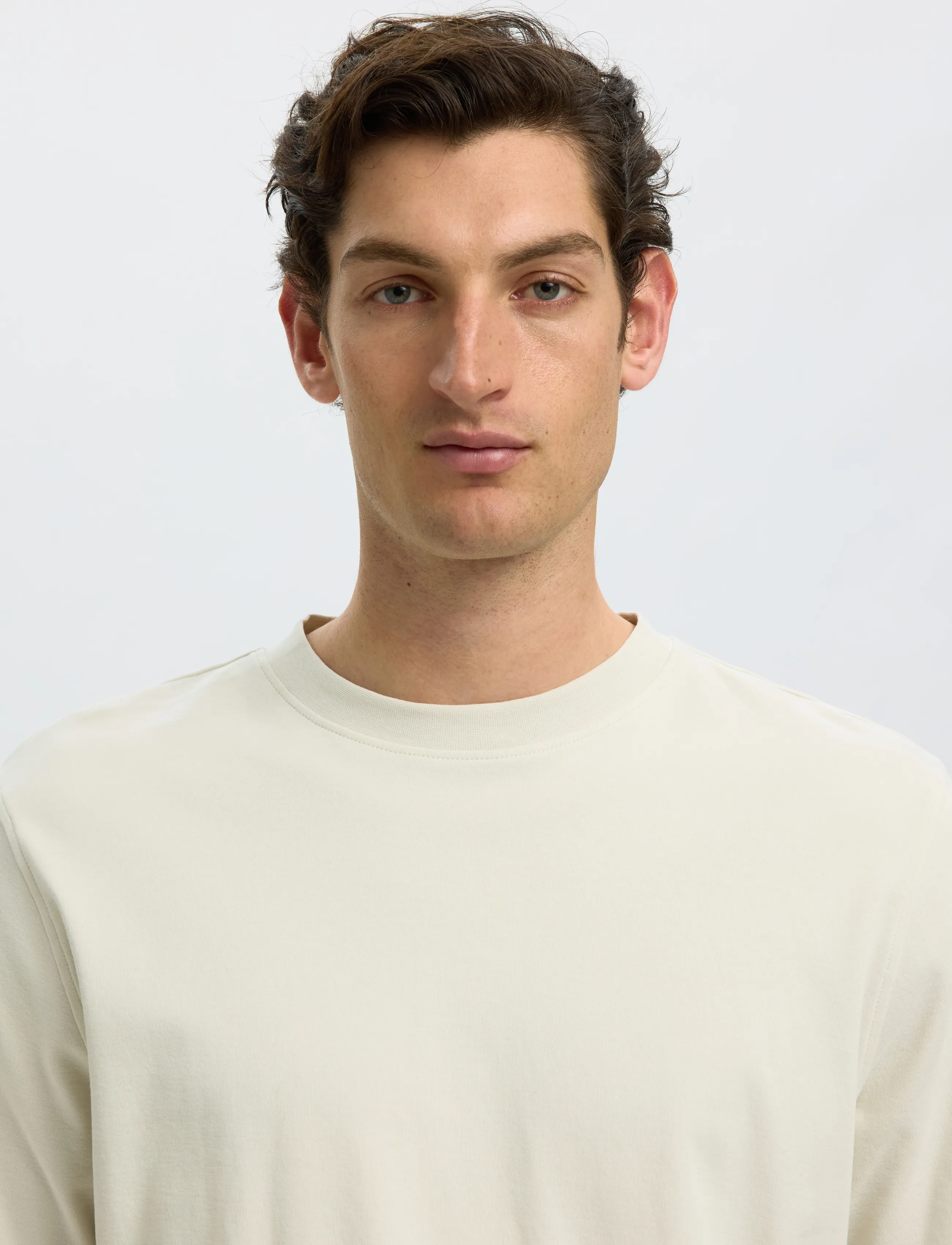 Selected - SLMTAJ MID WGT PEACH SS O-NECK TEE NOOS - silver birch - 4