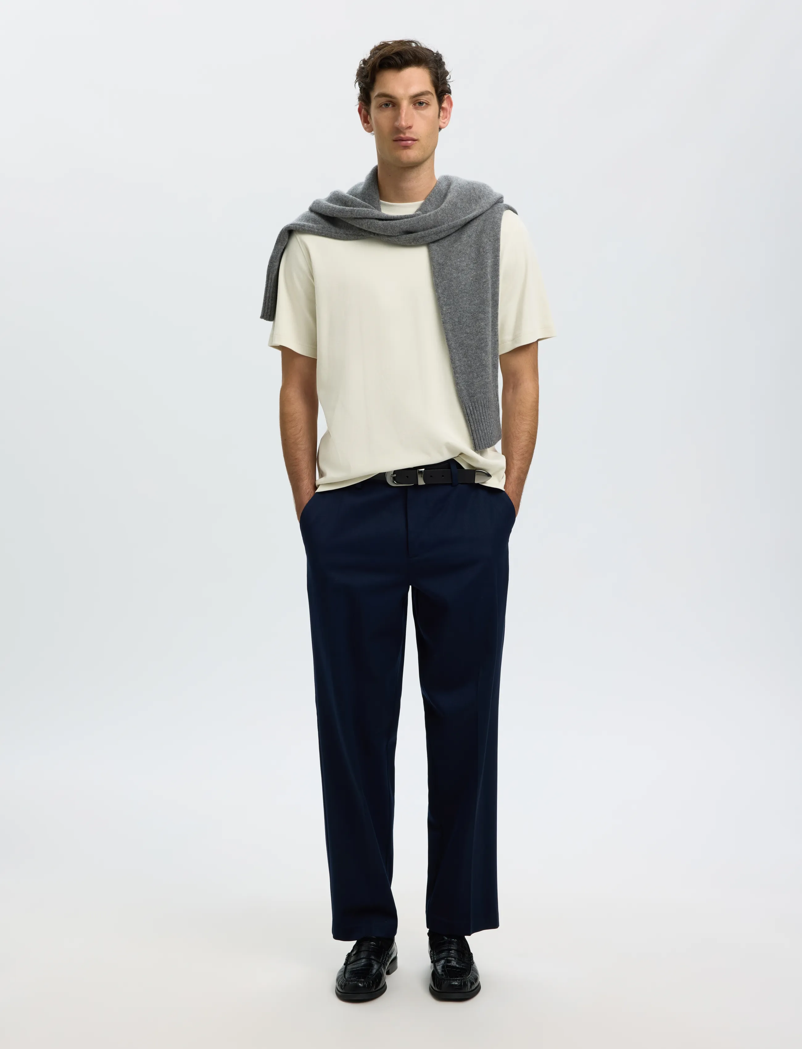 Selected - SLMTAJ MID WGT PEACH SS O-NECK TEE NOOS - silver birch - 5