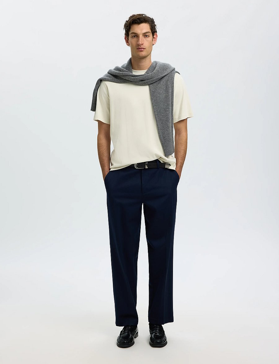 Selected - SLMTAJ MID WGT PEACH SS O-NECK TEE NOOS - kortärmade t-shirts - silver birch - 5