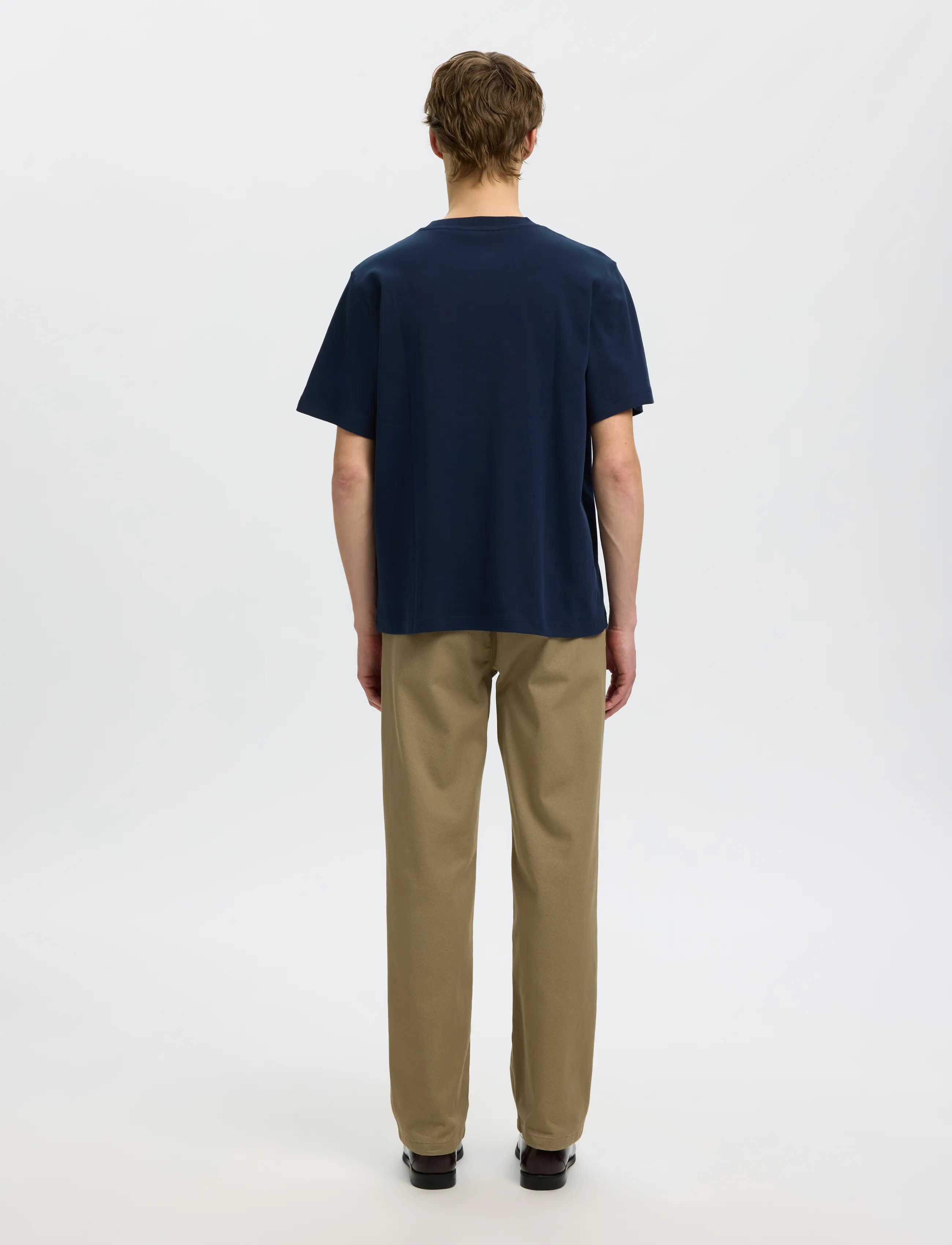 Selected - SLMTAJ MID WGT PEACH SS O-NECK TEE NOOS - sky captain - 2