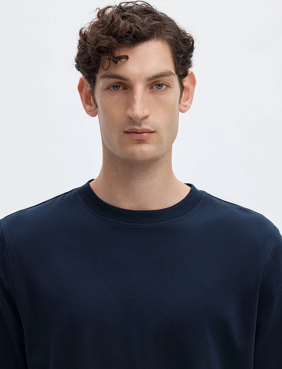 Selected - SLMTAJ MID WGT PEACH SS O-NECK TEE NOOS - kurzärmelige t-shirts - sky captain - 4