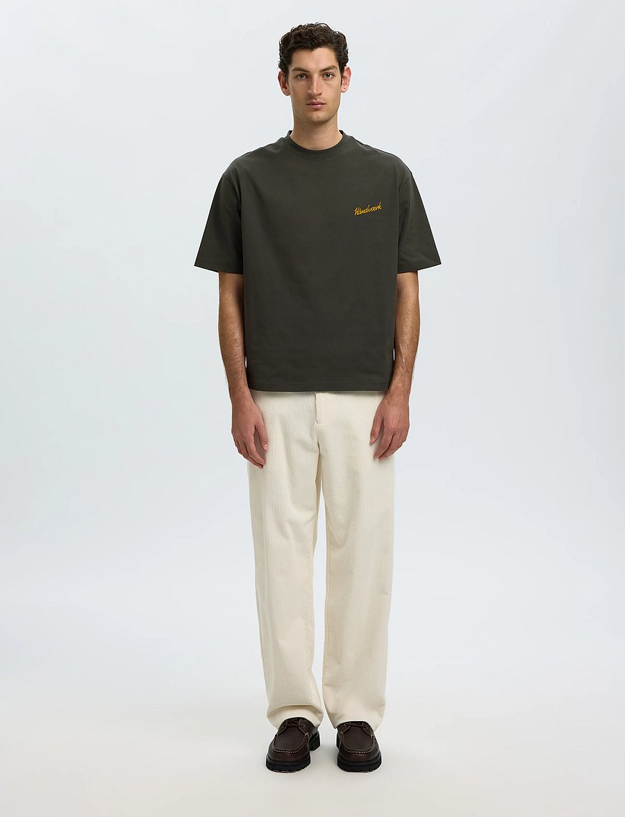 Selected - SLMRELAXEMERY GRAPHIC SS O-NECK TEE - kurzärmelige t-shirts - peat - 3