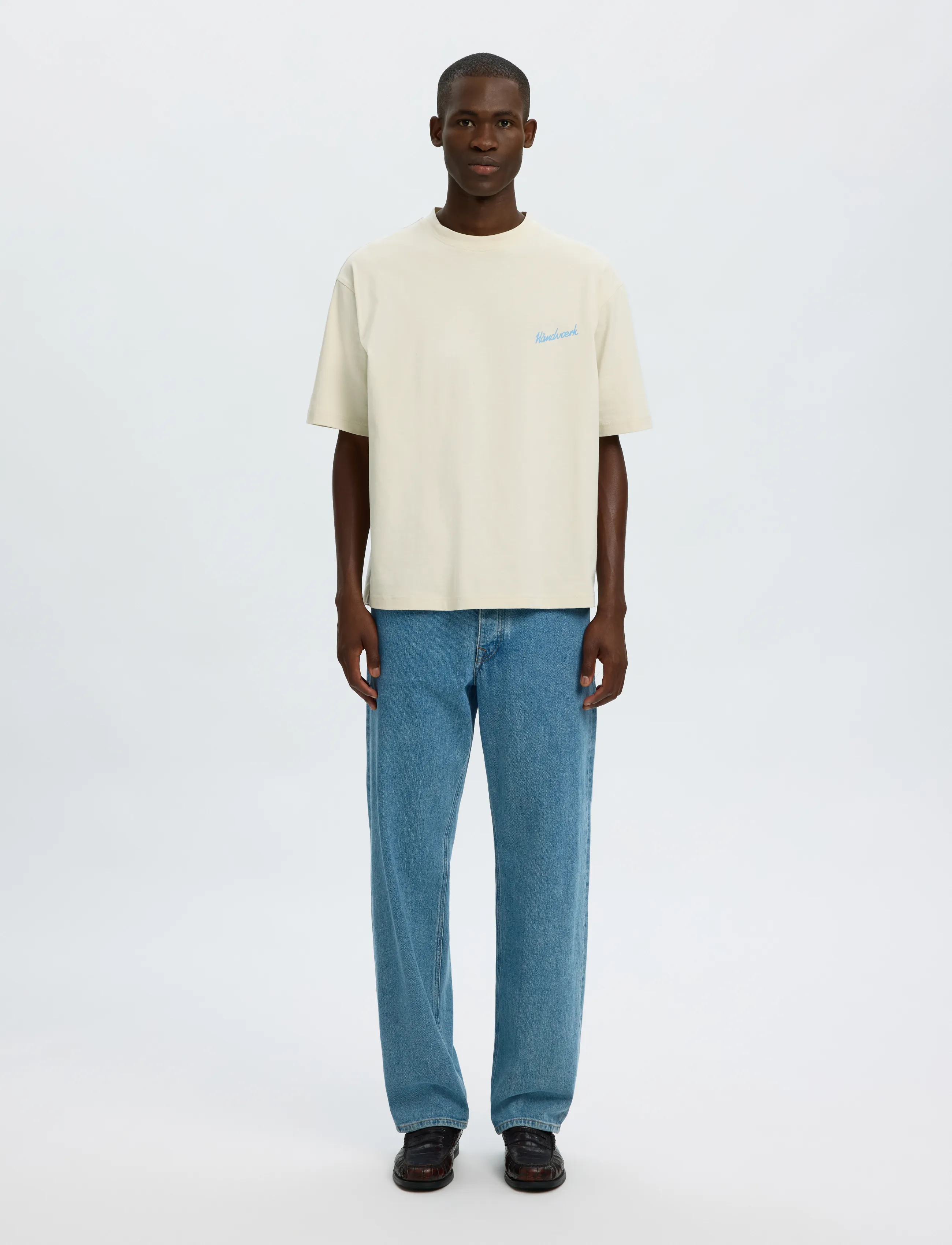 Selected - SLMRELAXEMERY GRAPHIC SS O-NECK TEE - kurzärmelige t-shirts - silver birch - 3