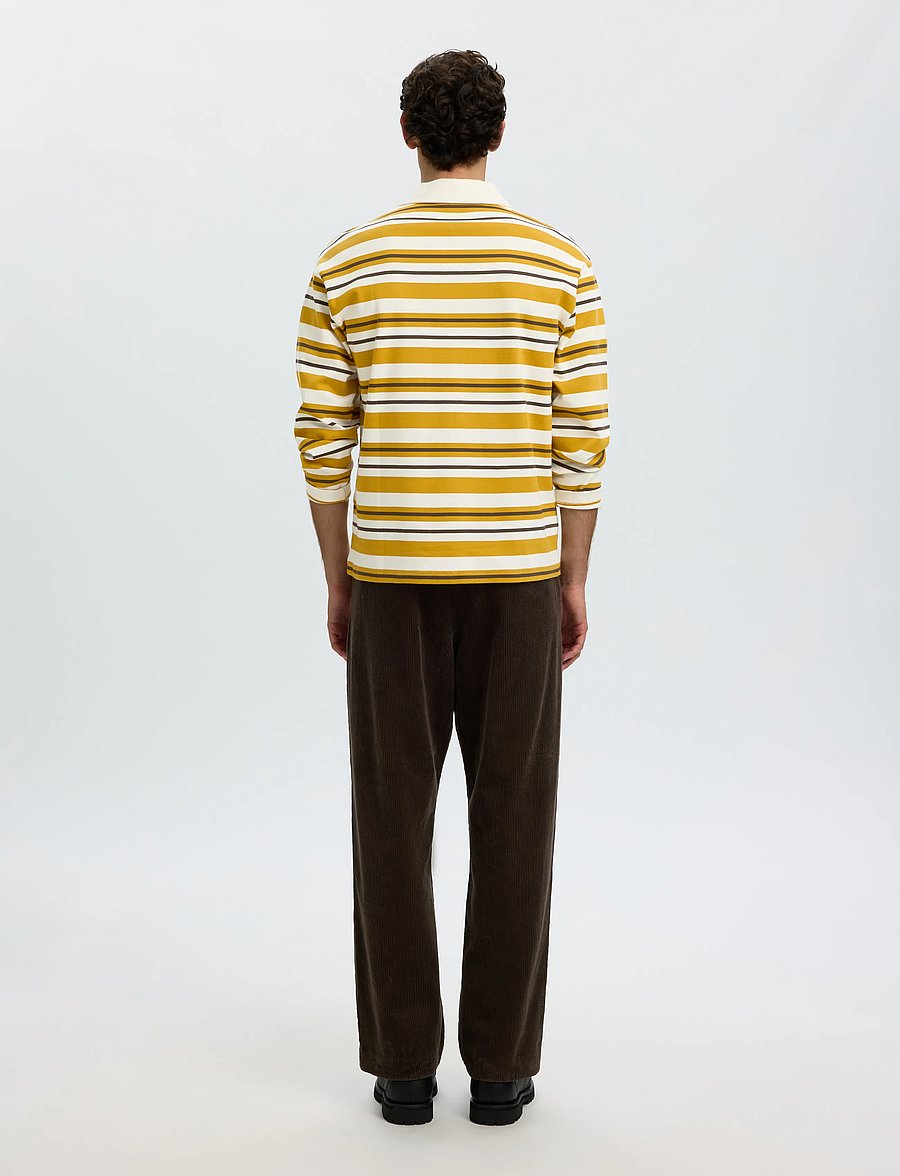 Selected - SLMRELAXJACK STRIPE LS POLO - långärmade pikéer - egret - 2