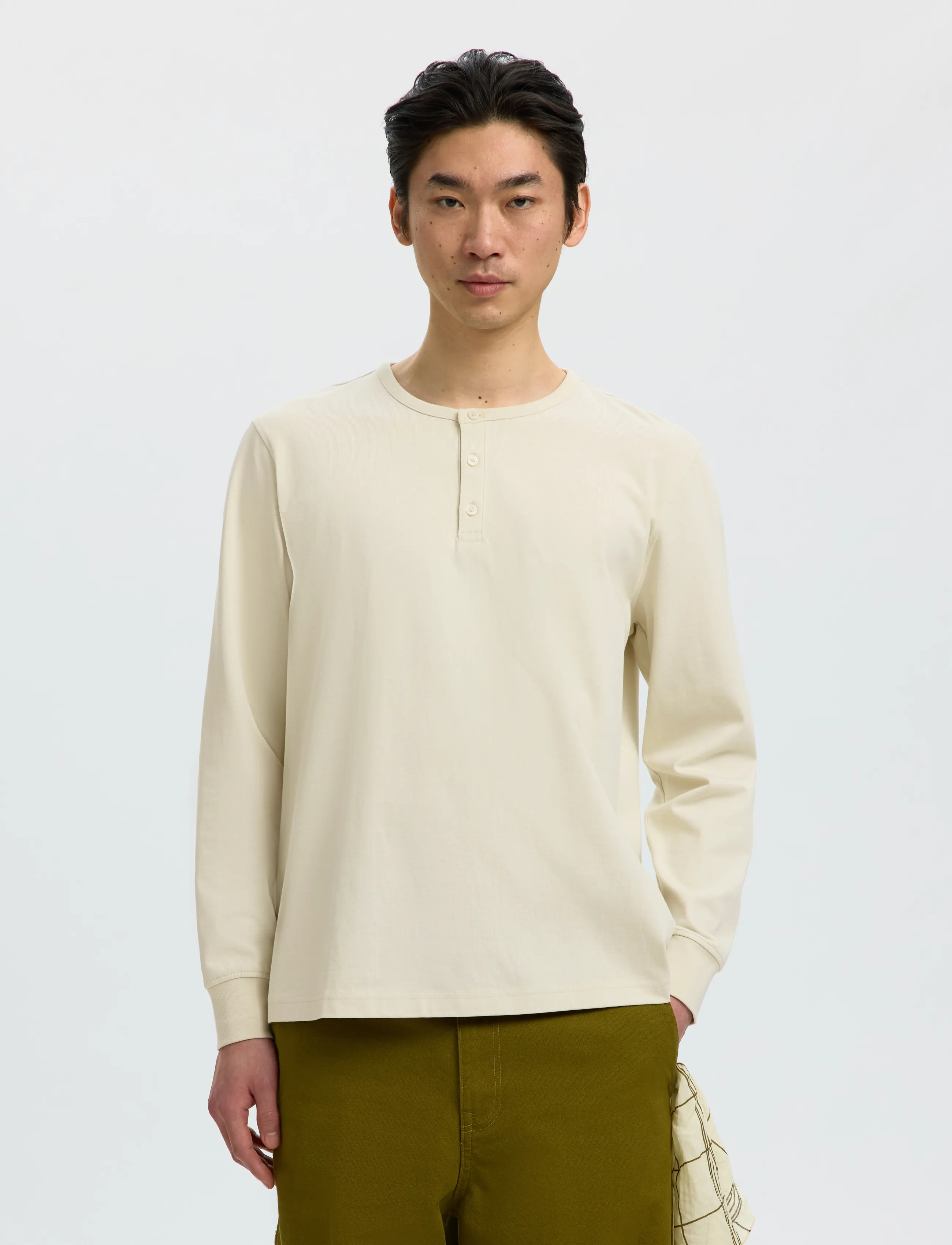 Selected SLMDOMESTIC RONAN LS HENLEY - Shoppa efter tillfälle - SILVER BIRCH / cream