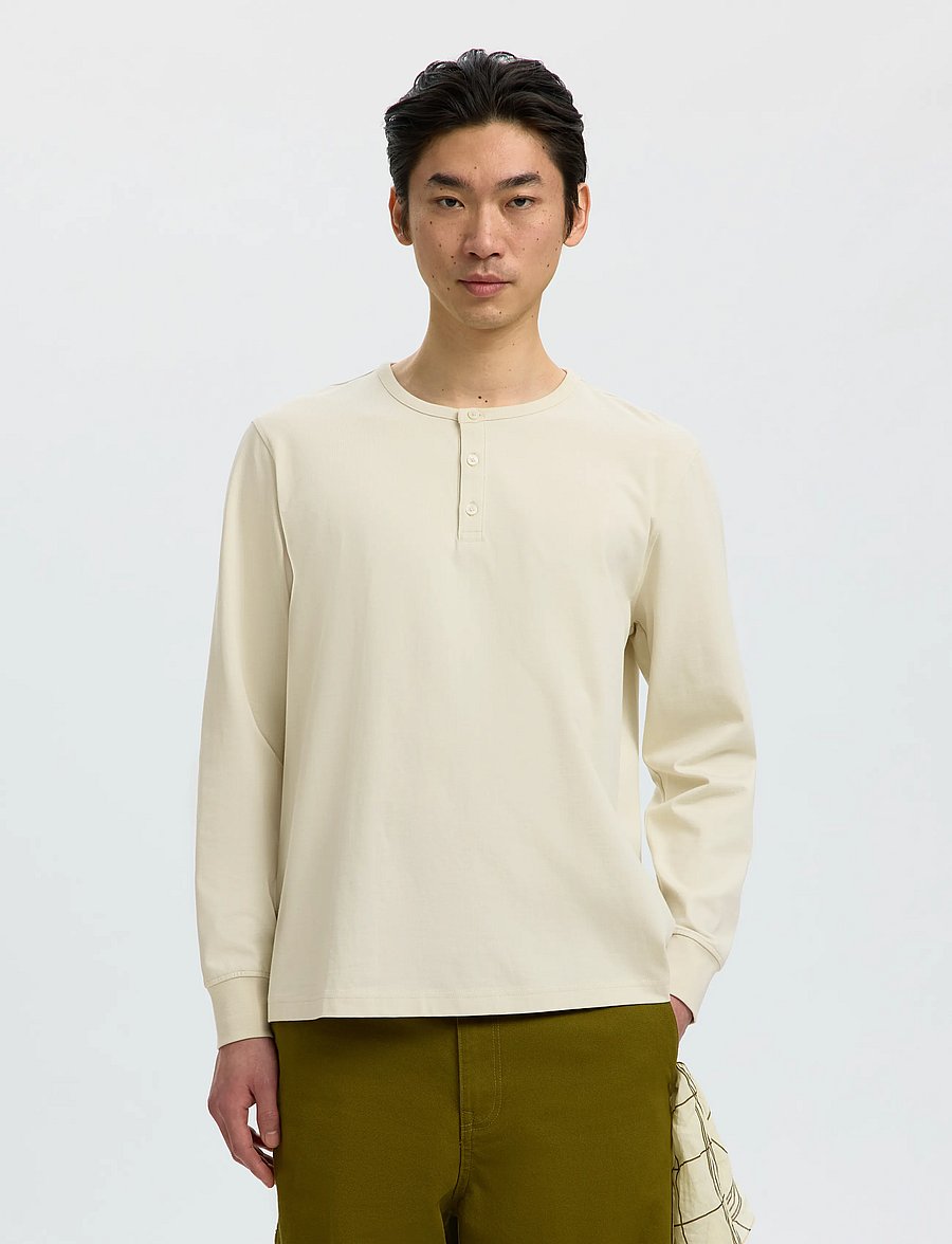 Selected - SLMDOMESTIC RONAN LS HENLEY - silver birch - 0