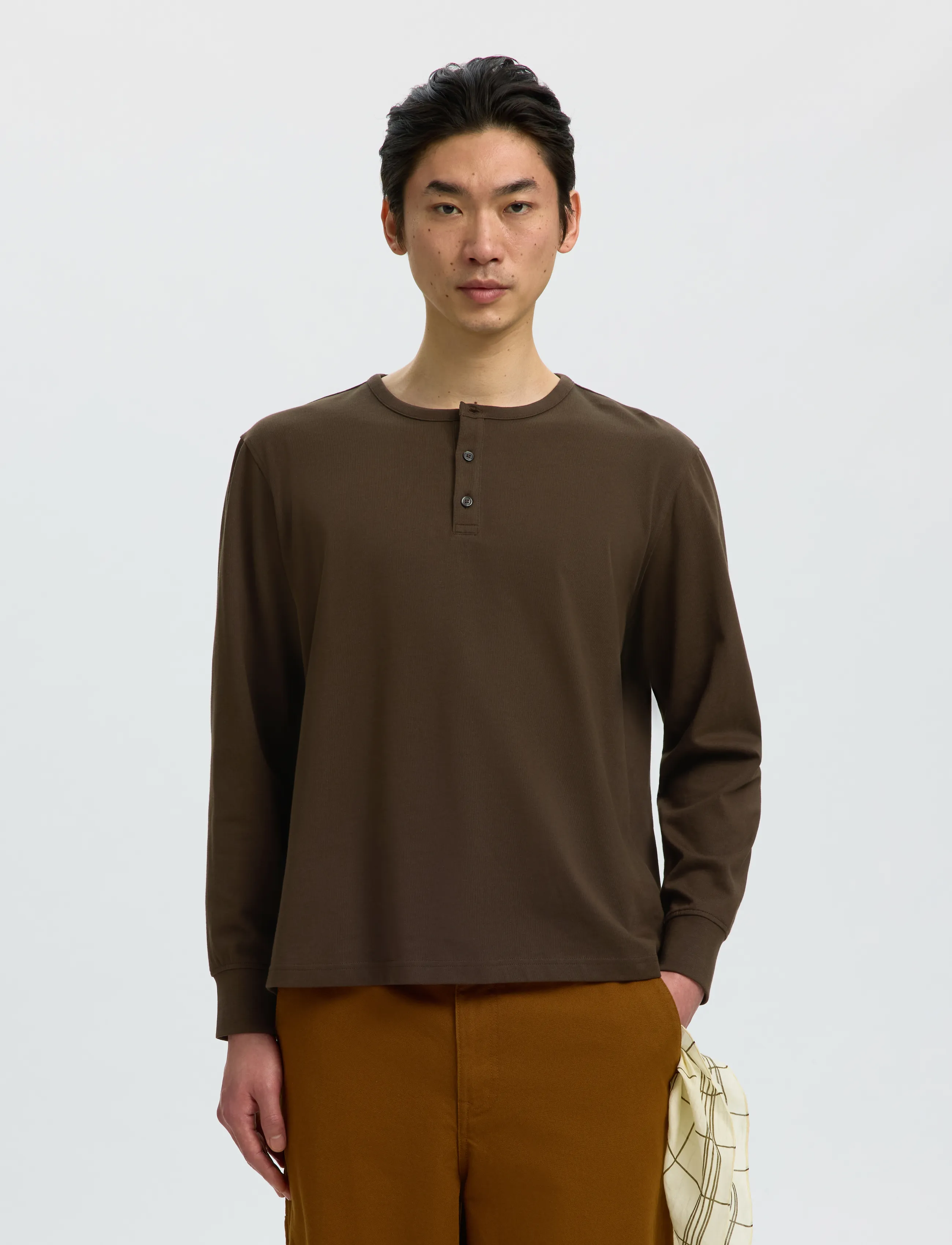 Selected SLMDOMESTIC RONAN LS HENLEY - Kleidung - TURKISH COFFEE / brown