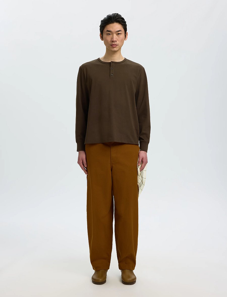 Selected - SLMDOMESTIC RONAN LS HENLEY - langärmelige t-shirts - turkish coffee - 3