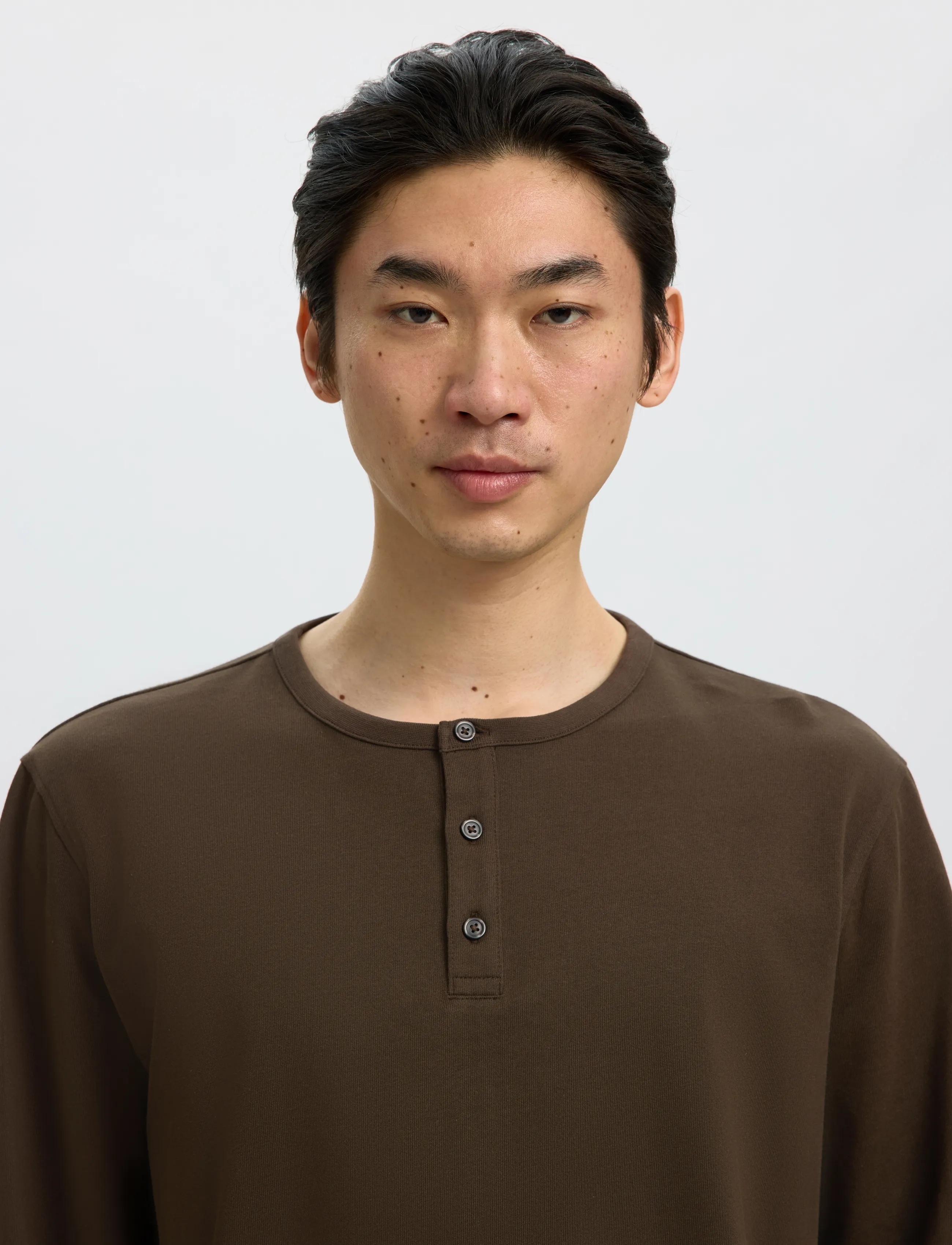 Selected - SLMDOMESTIC RONAN LS HENLEY - langärmelige t-shirts - turkish coffee - 4