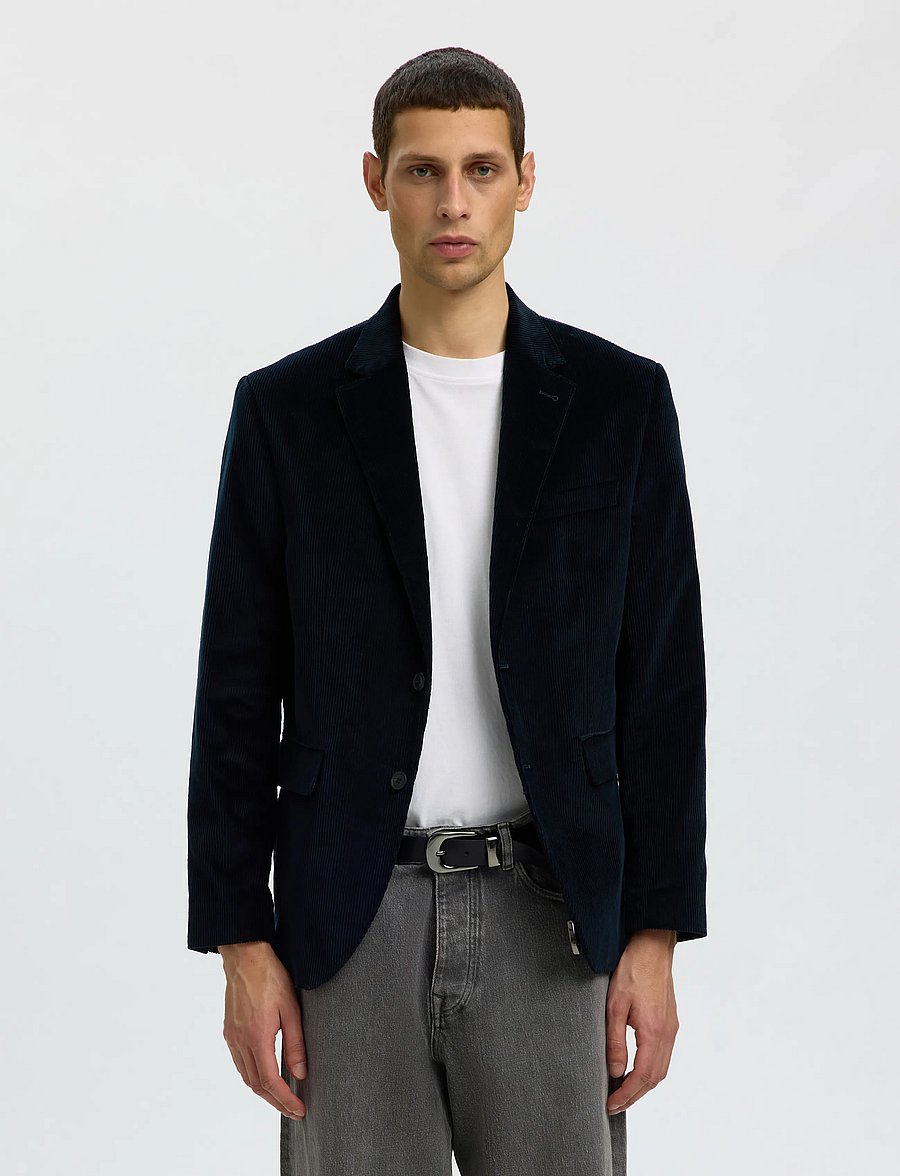 Selected - SLMREG-ENZO DUCA-CORDUROY BLZ - Üherealised pintsakud - dark navy - 0