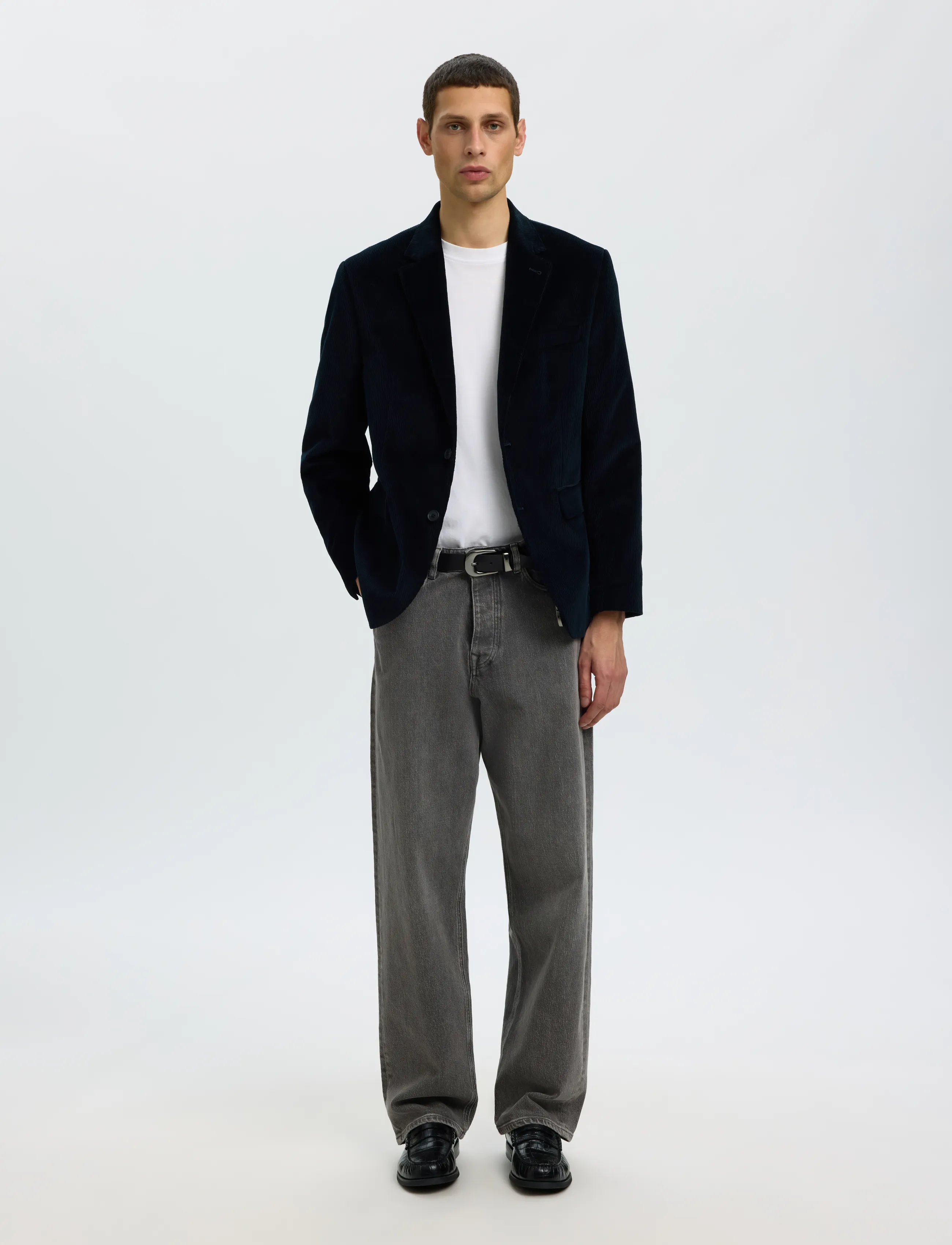 Selected - SLMREG-ENZO DUCA-CORDUROY BLZ - Üherealised pintsakud - dark navy - 3