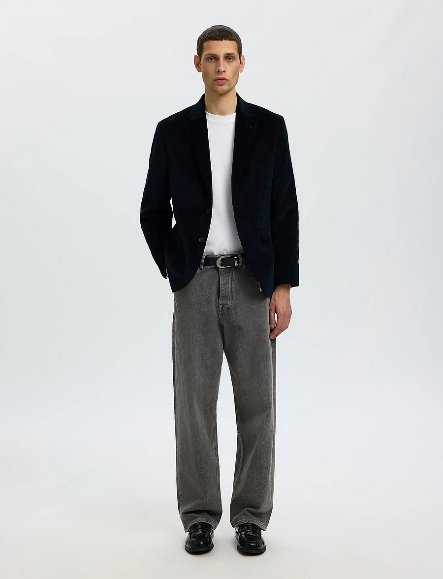 Selected - SLMREG-ENZO DUCA-CORDUROY BLZ - Üherealised pintsakud - dark navy - 3