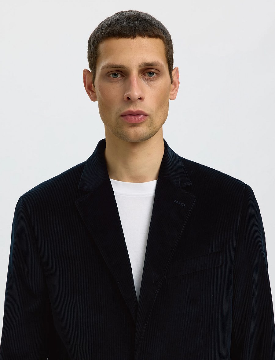 Selected - SLMREG-ENZO DUCA-CORDUROY BLZ - Üherealised pintsakud - dark navy - 4