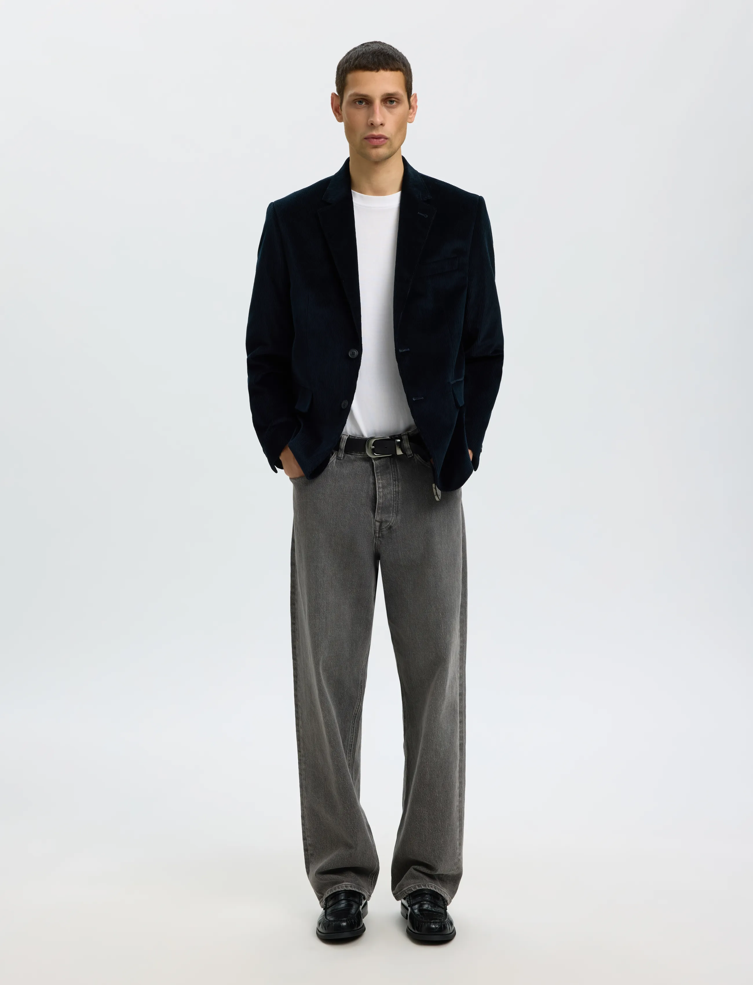Selected - SLMREG-ENZO DUCA-CORDUROY BLZ - Üherealised pintsakud - dark navy - 5